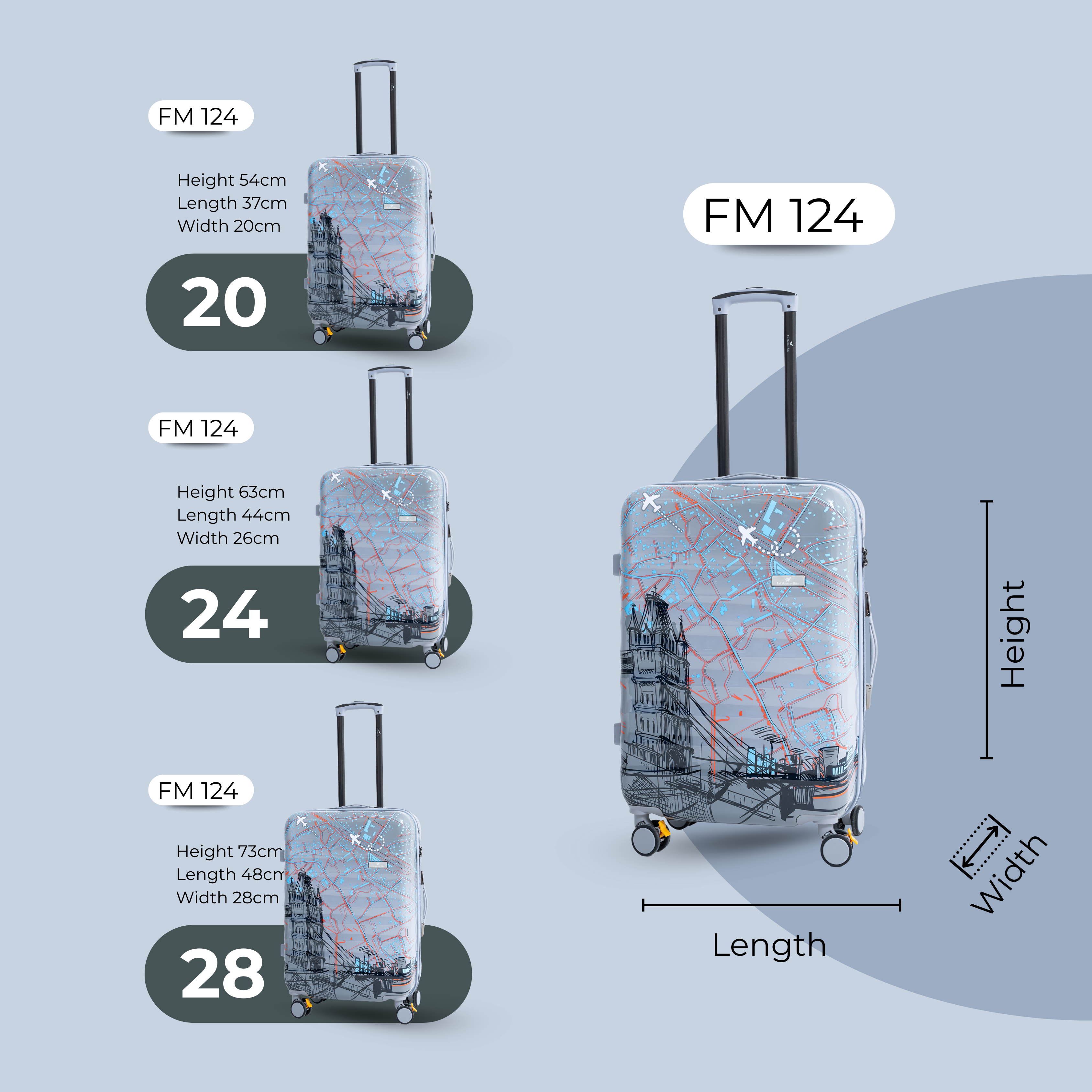 مجموعة حقائب سفر بعجلات مطبوعة من AMERICAN RIDER ENVY، مكونة من 3 قطع