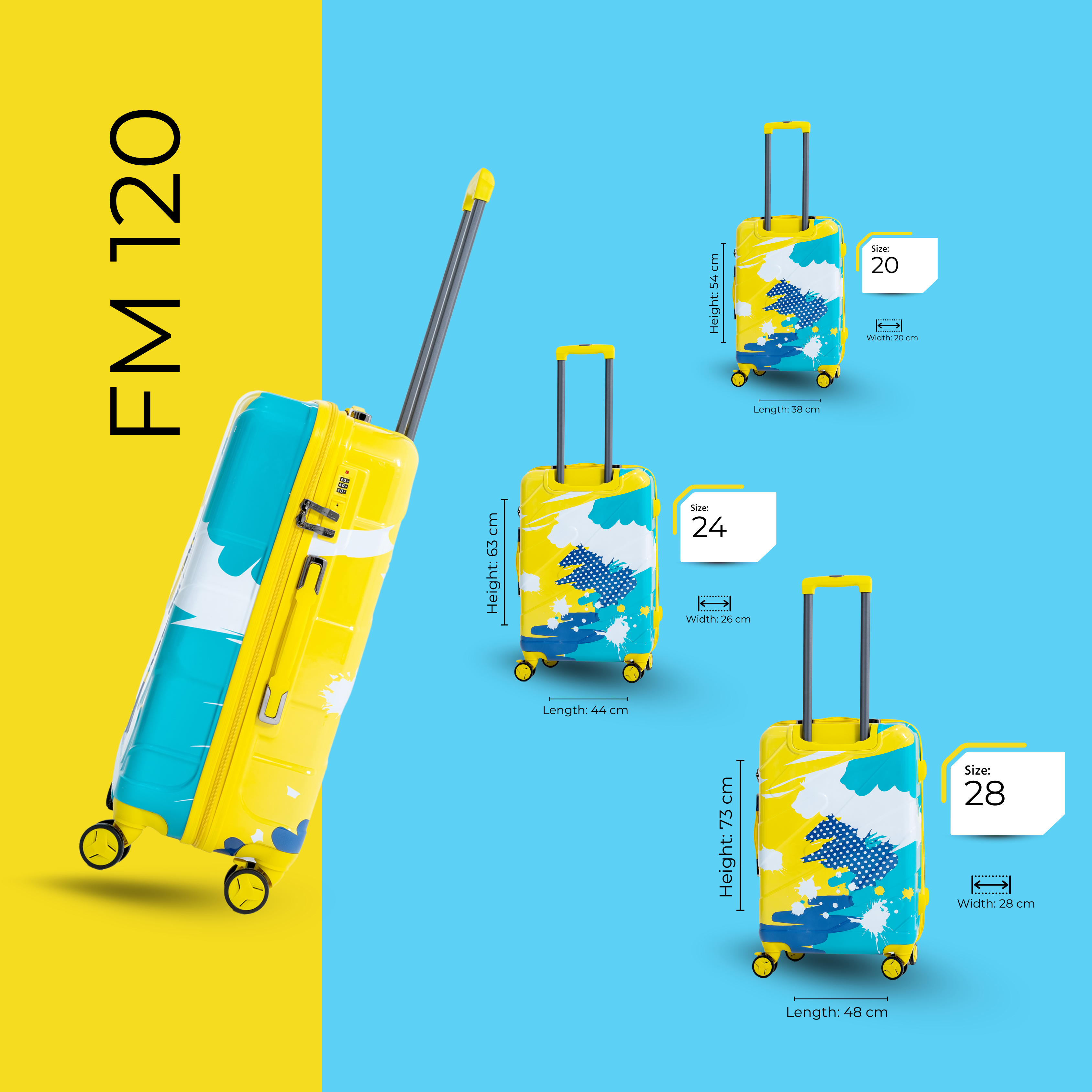 AMERICAN RIDER ENVY Yellow 3-Piece Trolley Bag Set - High-Visibility & Durable