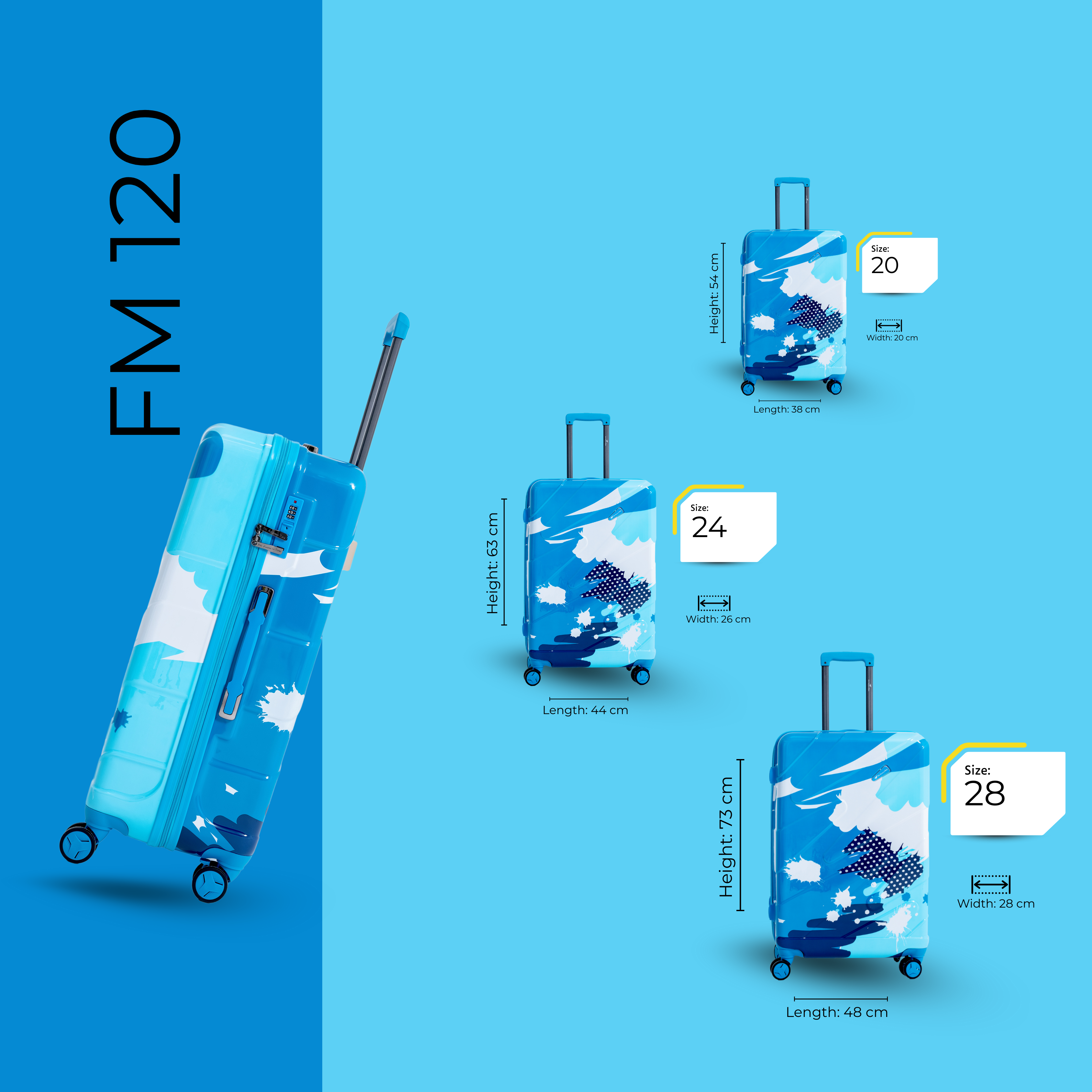 مجموعة حقائب سفر بعجلات AMERICAN RIDER ENVY باللون الأزرق السماوي، مكونة من 3 قطع