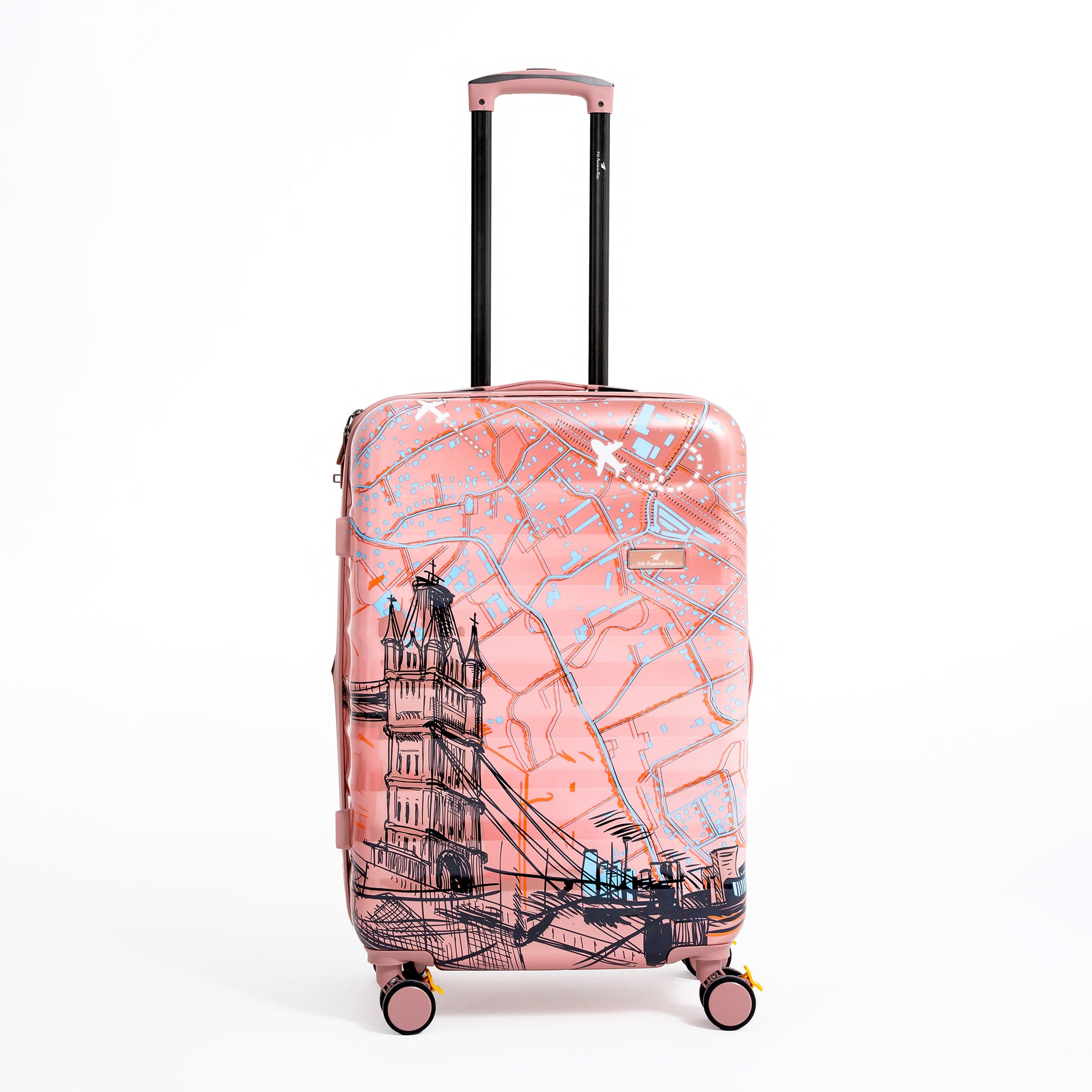 ENVY 3PCS Rose Gold PC Print Hard Shell Trolley Luggage Set