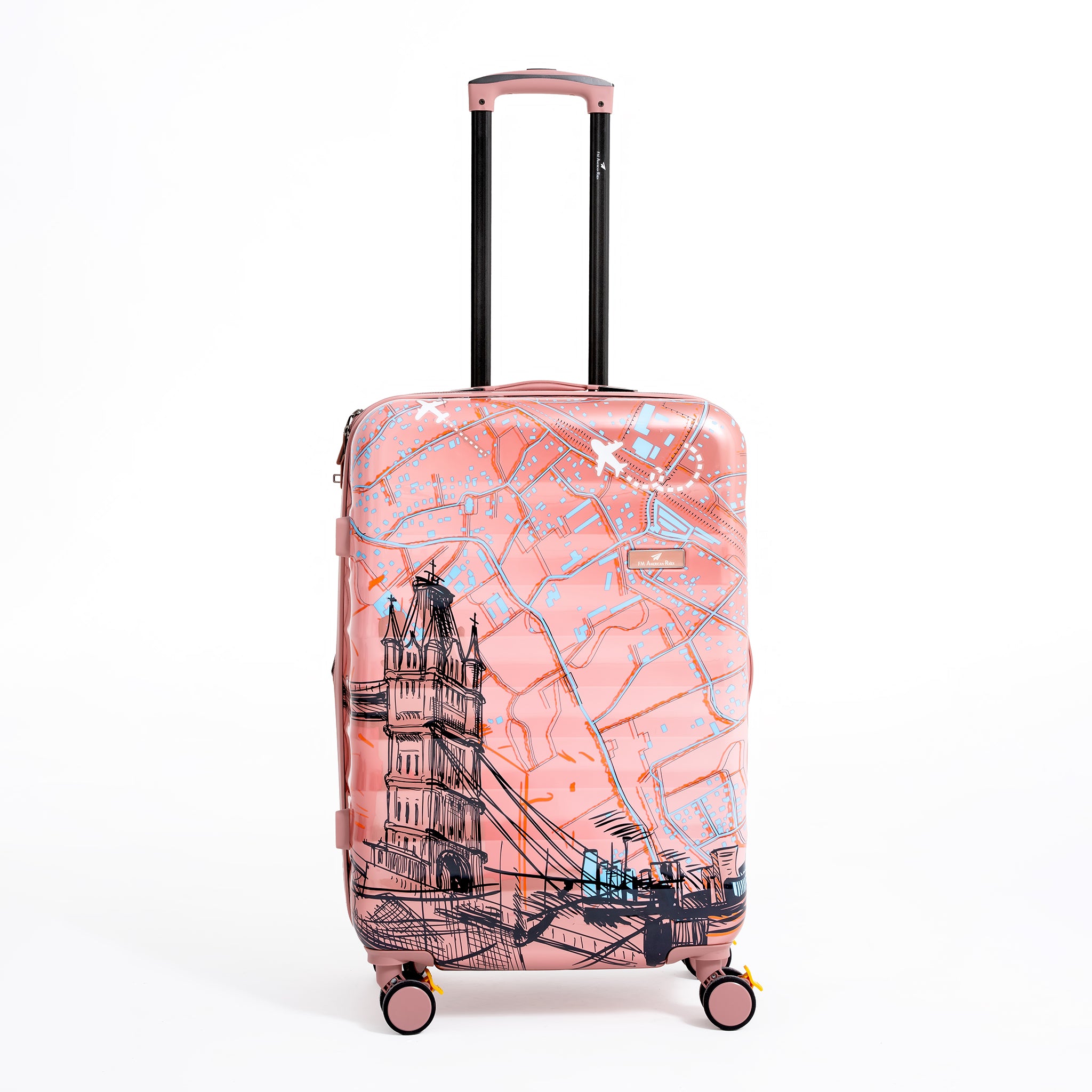 ENVY 3PCS Rose Gold PC Print Hard Shell Trolley Luggage Set