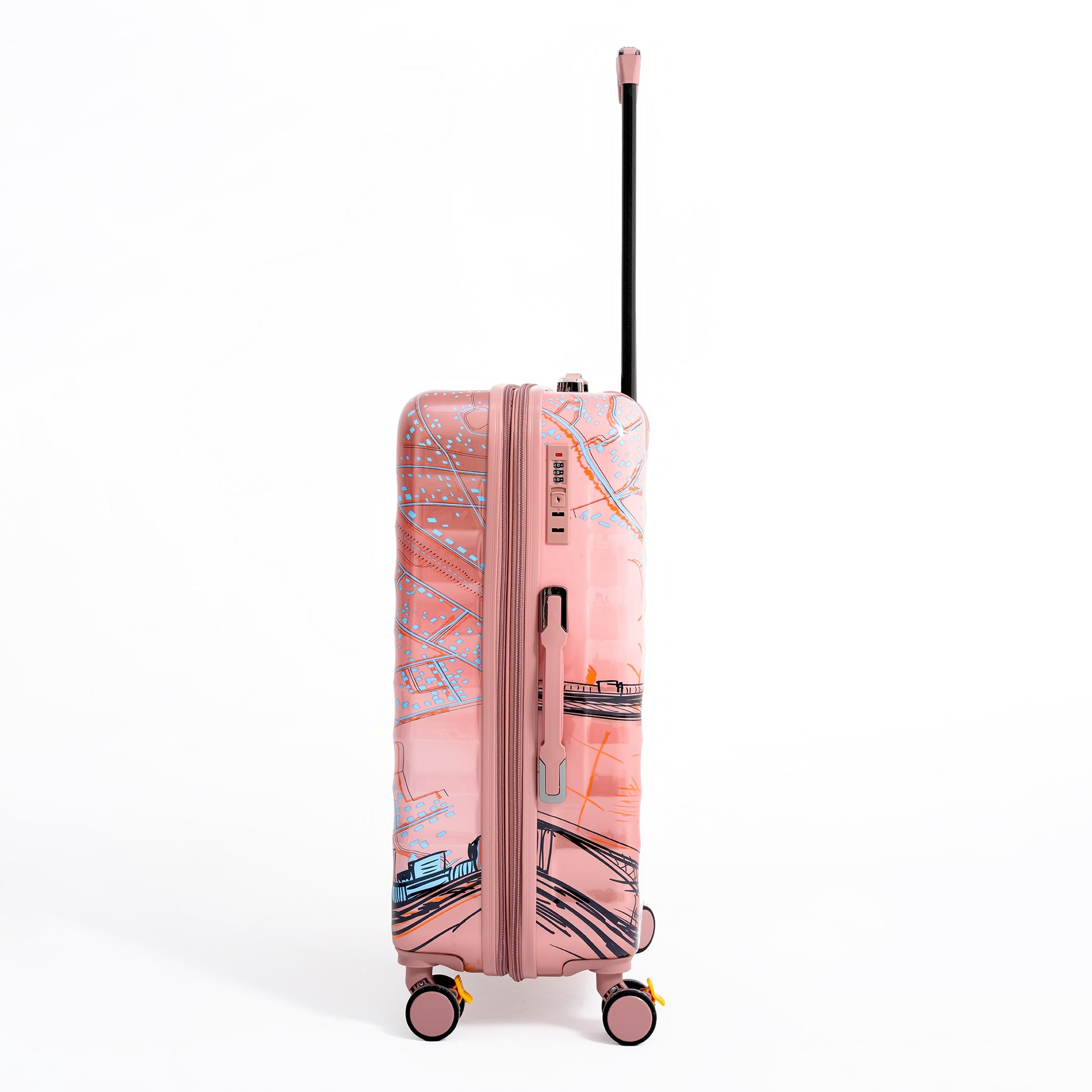 ENVY 3PCS Rose Gold PC Print Hard Shell Trolley Luggage Set
