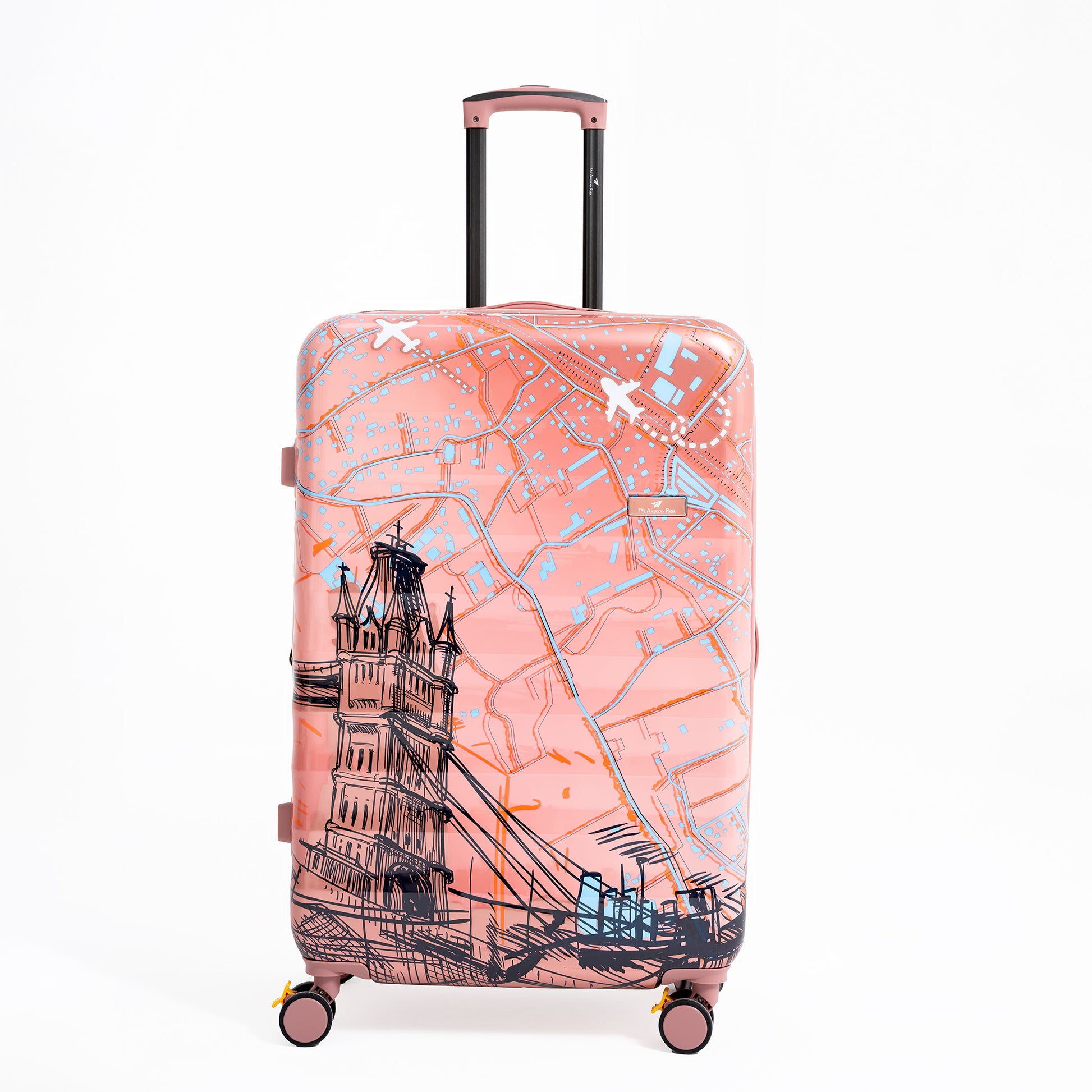 ENVY 3PCS Rose Gold PC Print Hard Shell Trolley Luggage Set
