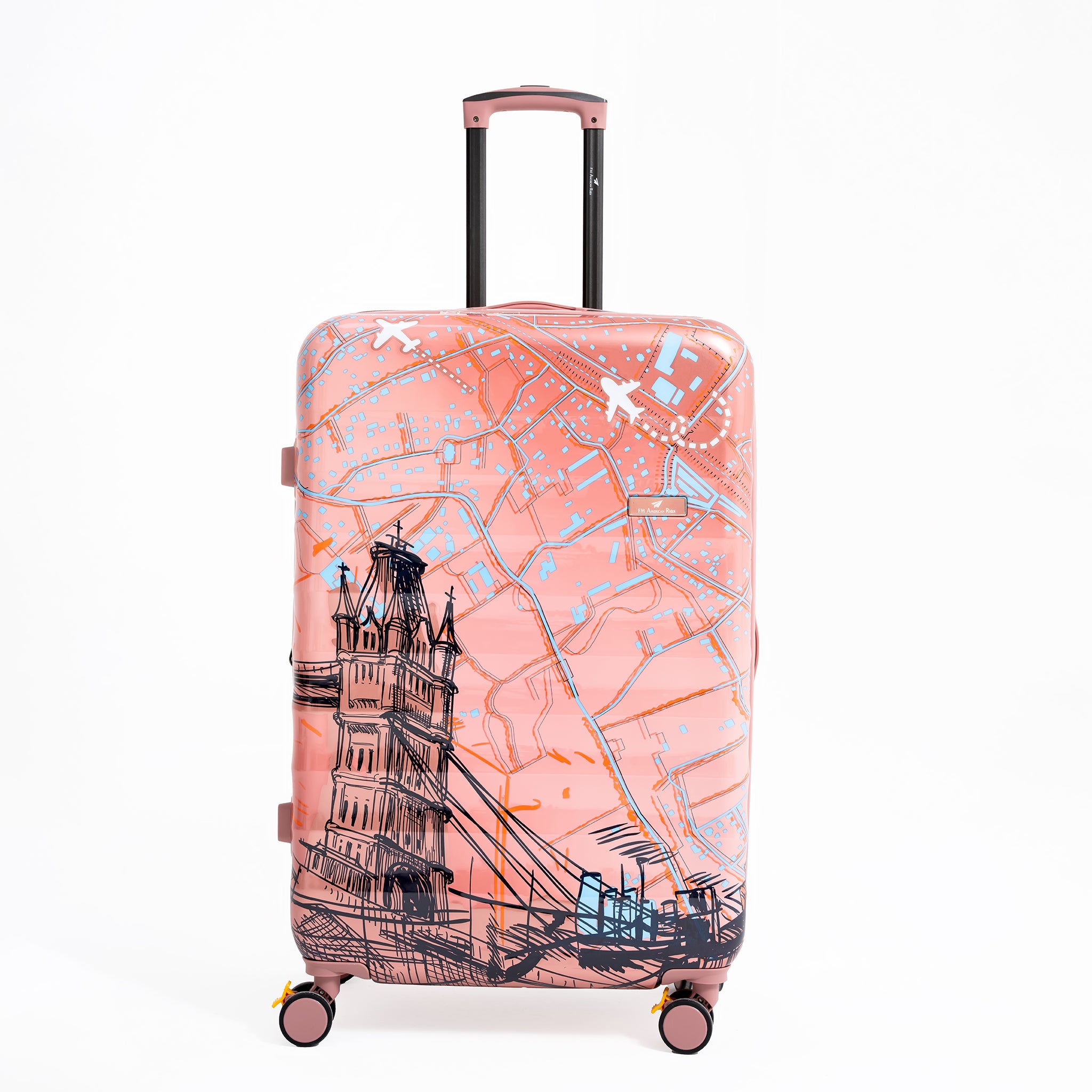 ENVY 3PCS Rose Gold PC Print Hard Shell Trolley Luggage Set
