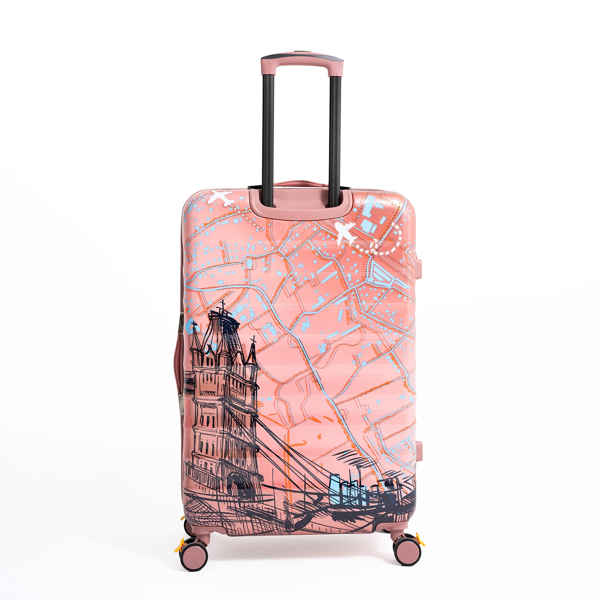 ENVY 3PCS Rose Gold PC Print Hard Shell Trolley Luggage Set