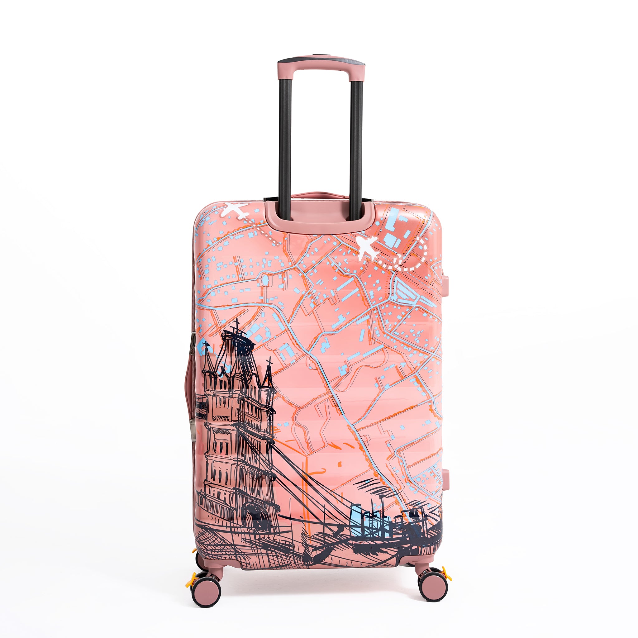 ENVY 3PCS Rose Gold PC Print Hard Shell Trolley Luggage Set