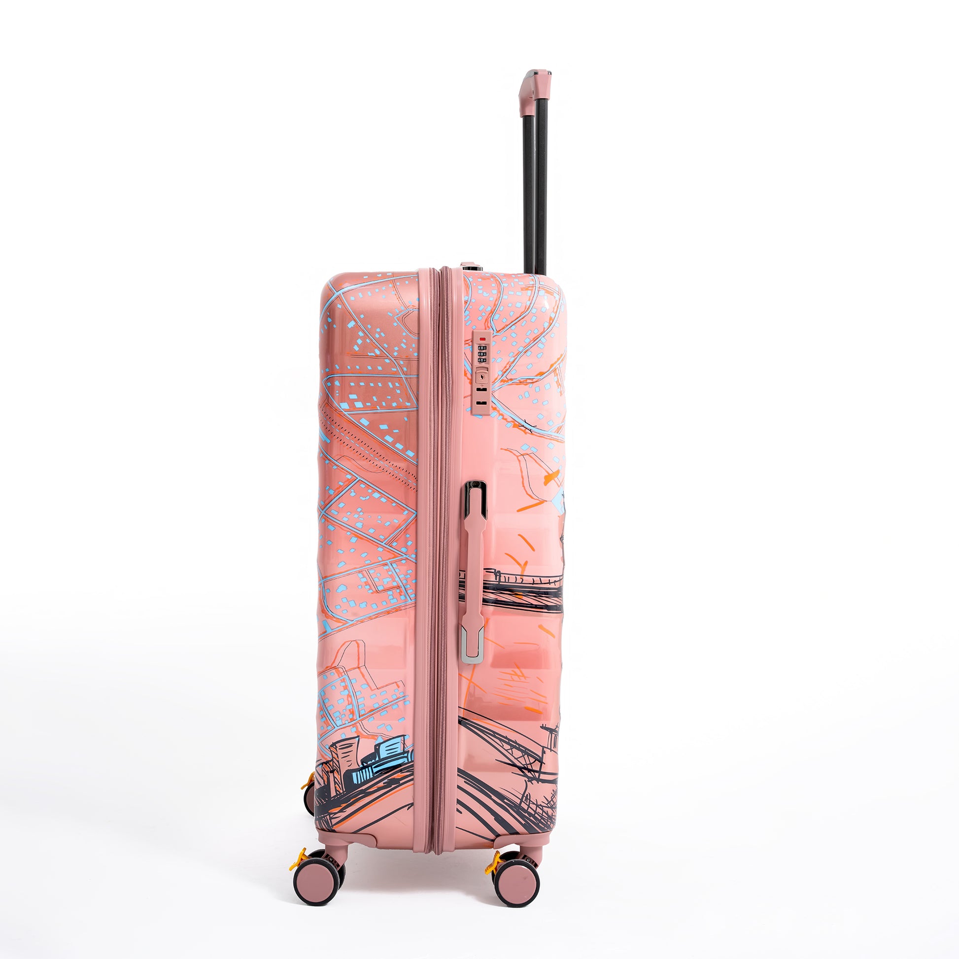 ENVY 3PCS Rose Gold PC Print Hard Shell Trolley Luggage Set