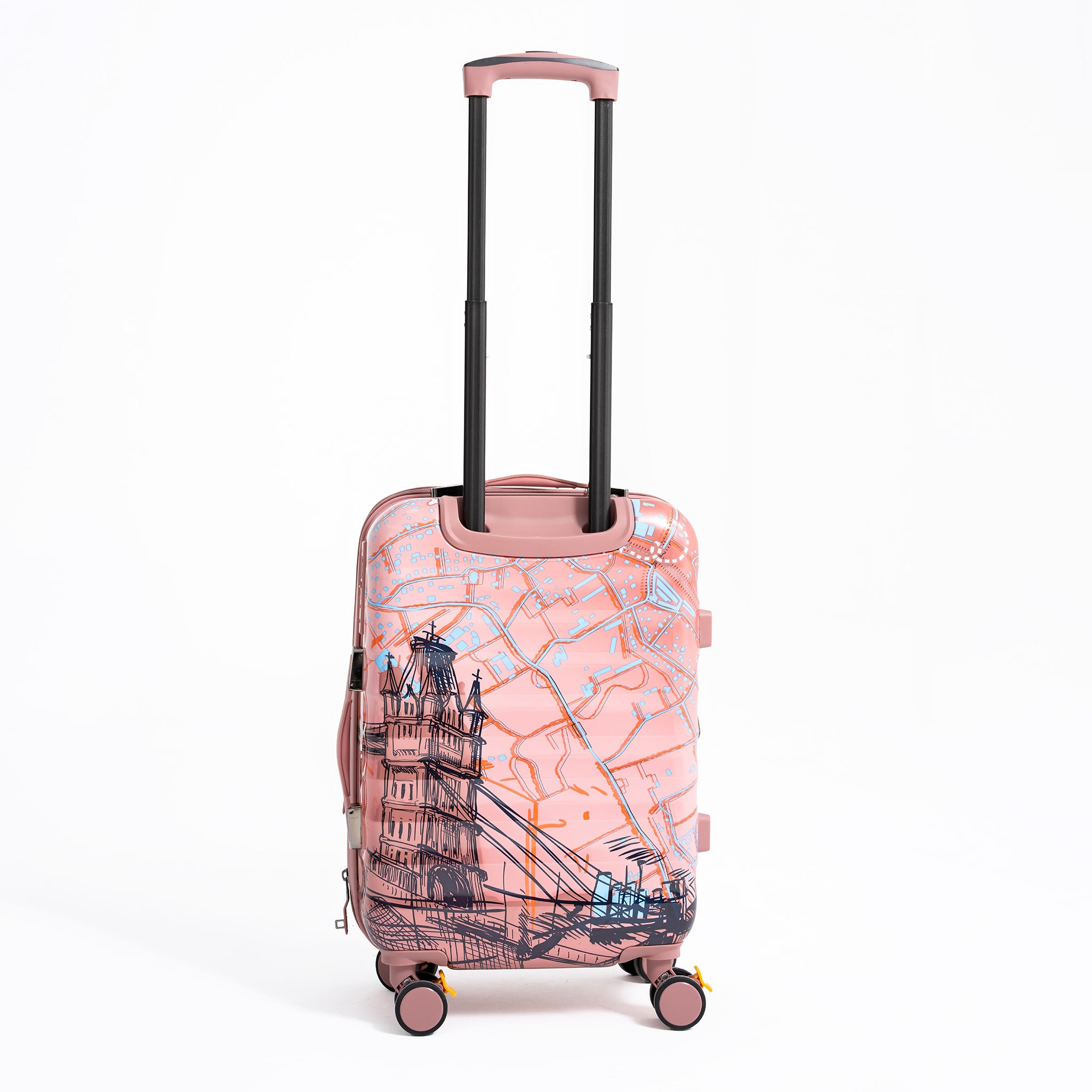 ENVY 3PCS Rose Gold PC Print Hard Shell Trolley Luggage Set