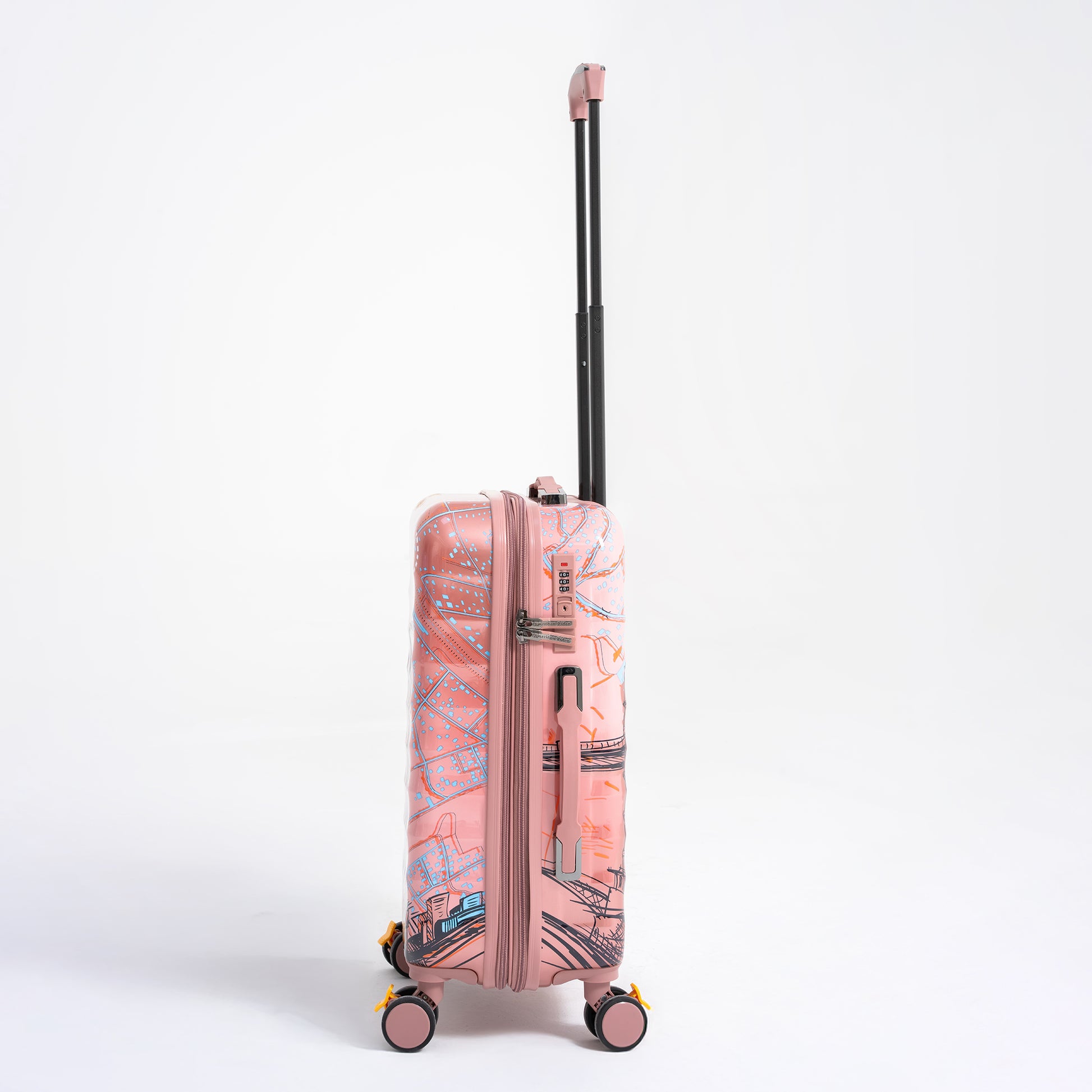 ENVY 3PCS Rose Gold PC Print Hard Shell Trolley Luggage Set