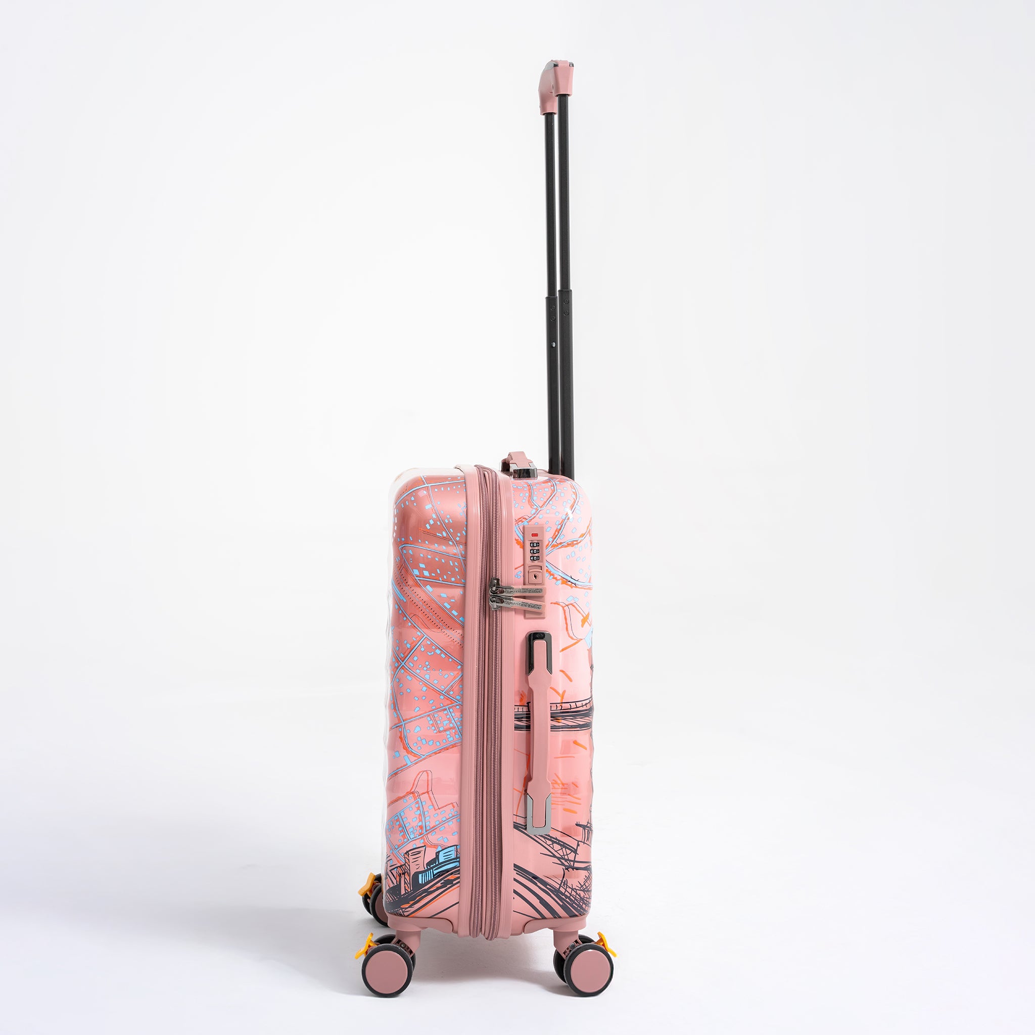 ENVY 3PCS Rose Gold PC Print Hard Shell Trolley Luggage Set