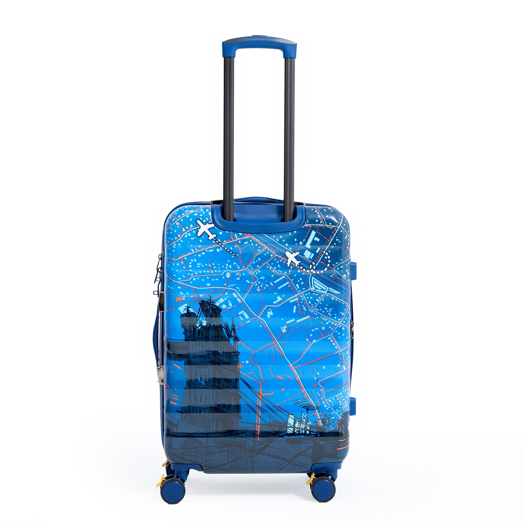 ENVY 3-Piece PC Print Trolley Luggage Set in Navy Blue