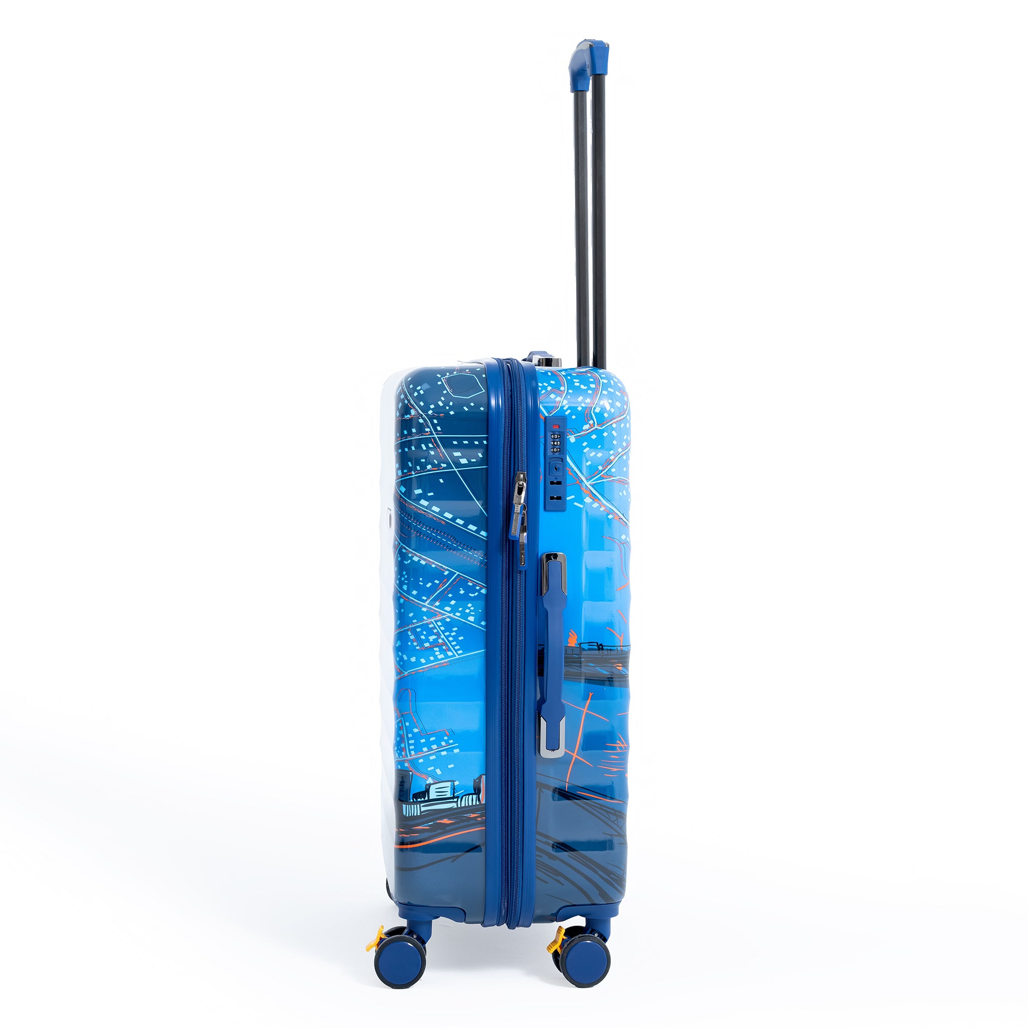 ENVY 3-Piece PC Print Trolley Luggage Set in Navy Blue