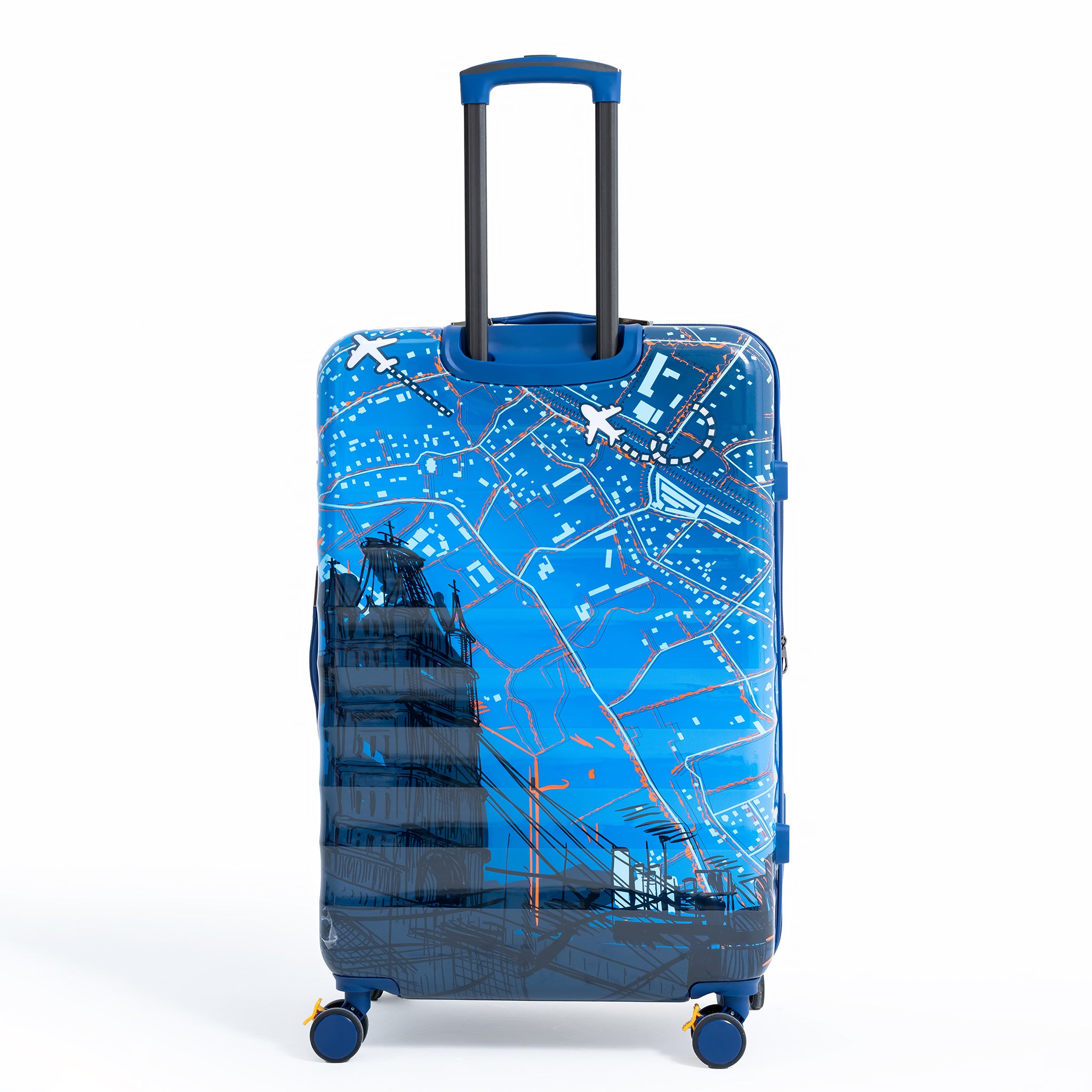 ENVY 3-Piece PC Print Trolley Luggage Set in Navy Blue