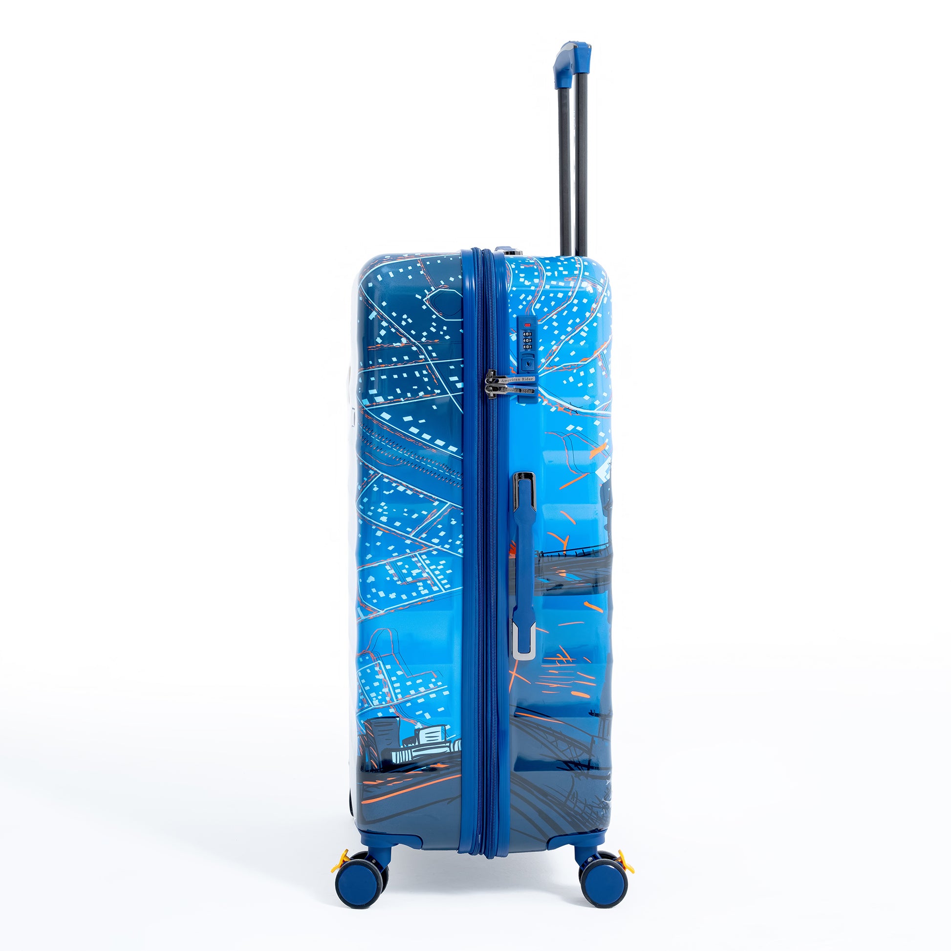 ENVY 3-Piece PC Print Trolley Luggage Set in Navy Blue