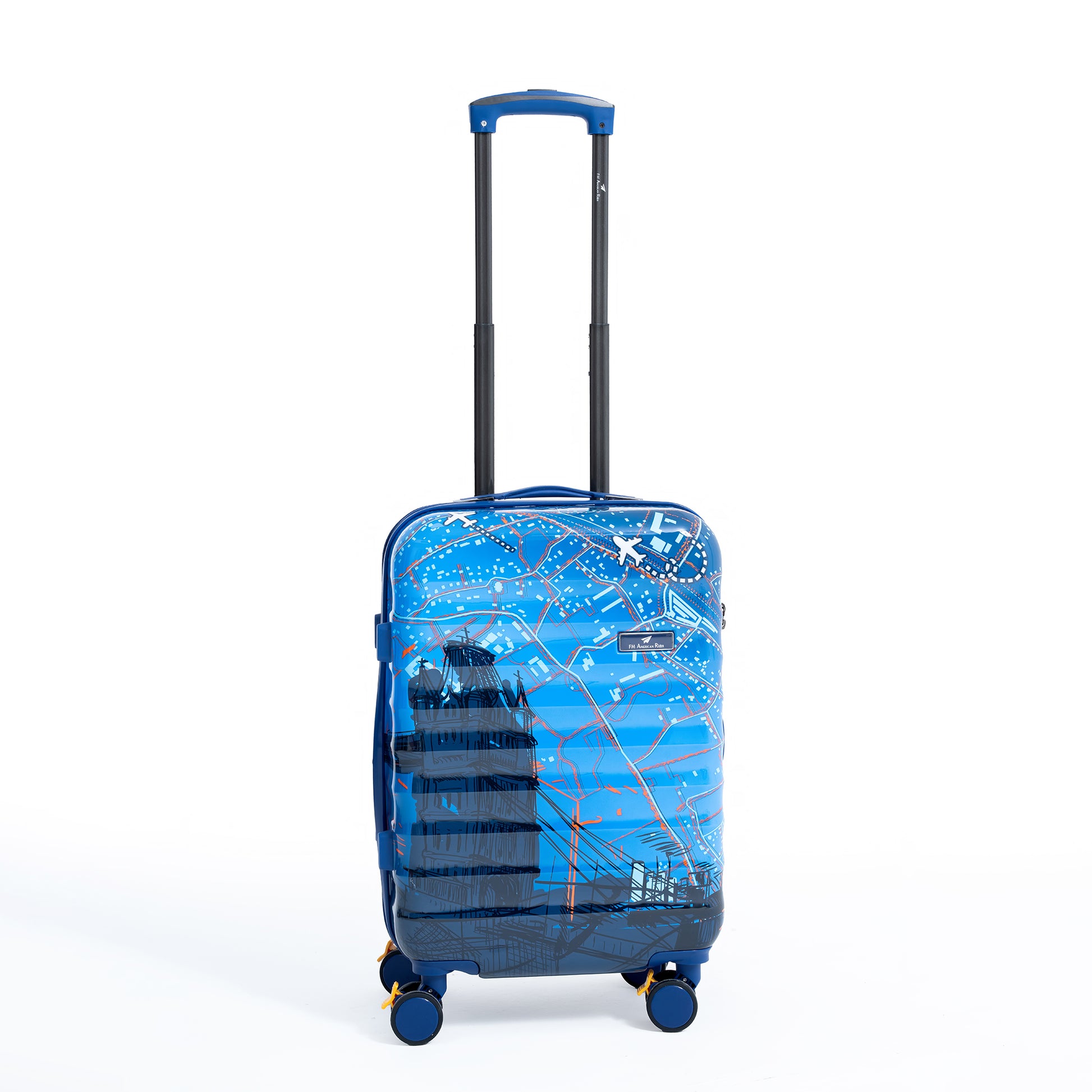 ENVY 3-Piece PC Print Trolley Luggage Set in Navy Blue