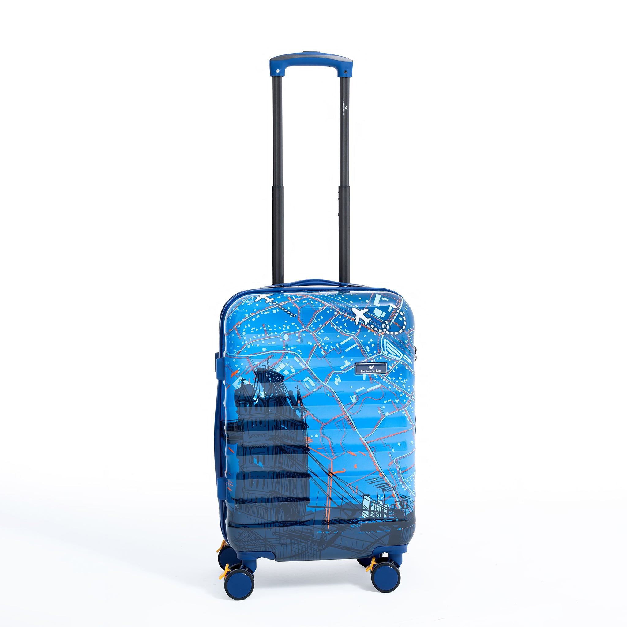 ENVY 3-Piece PC Print Trolley Luggage Set in Navy Blue