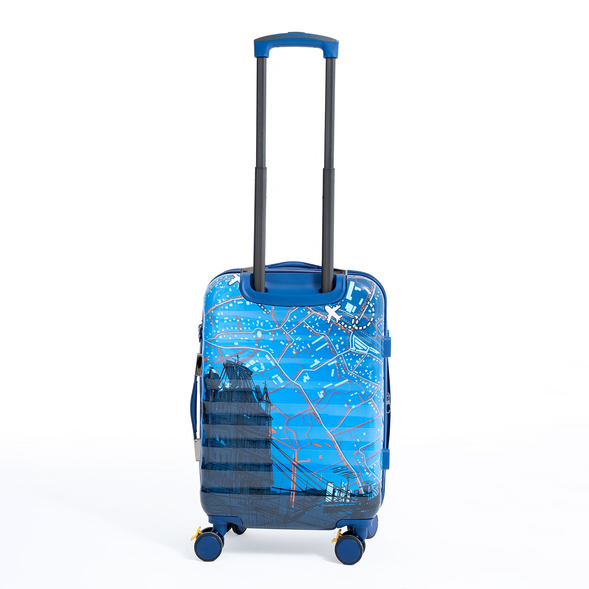 ENVY 3-Piece PC Print Trolley Luggage Set in Navy Blue