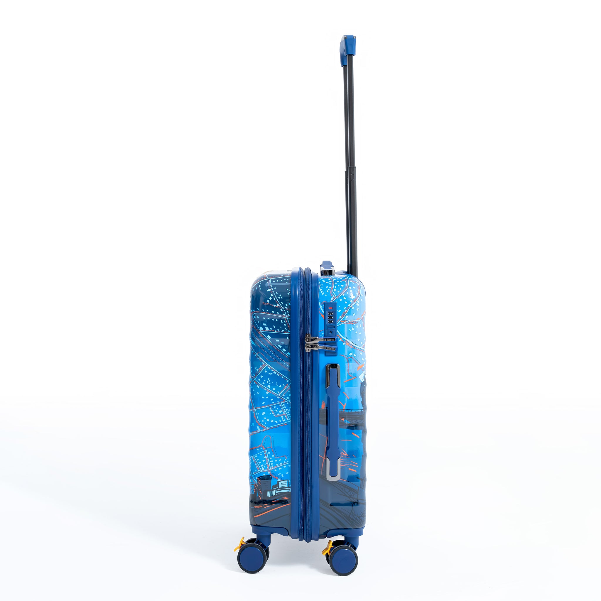 ENVY 3-Piece PC Print Trolley Luggage Set in Navy Blue