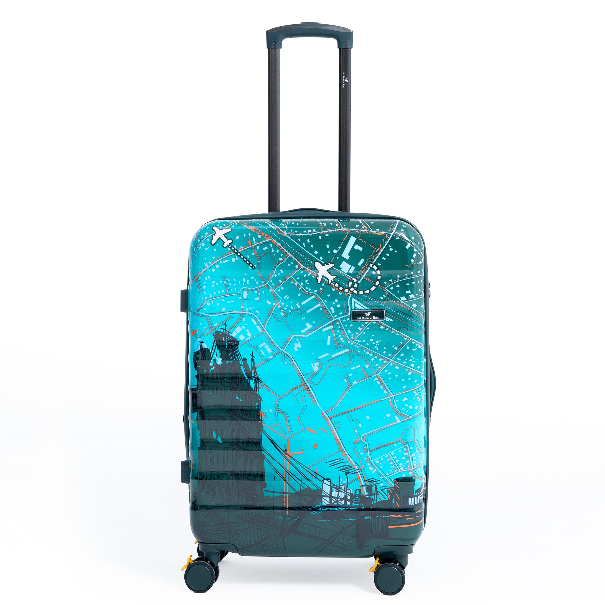 ENVY 3-Piece PC Print Trolley Luggage Set in Olive Green