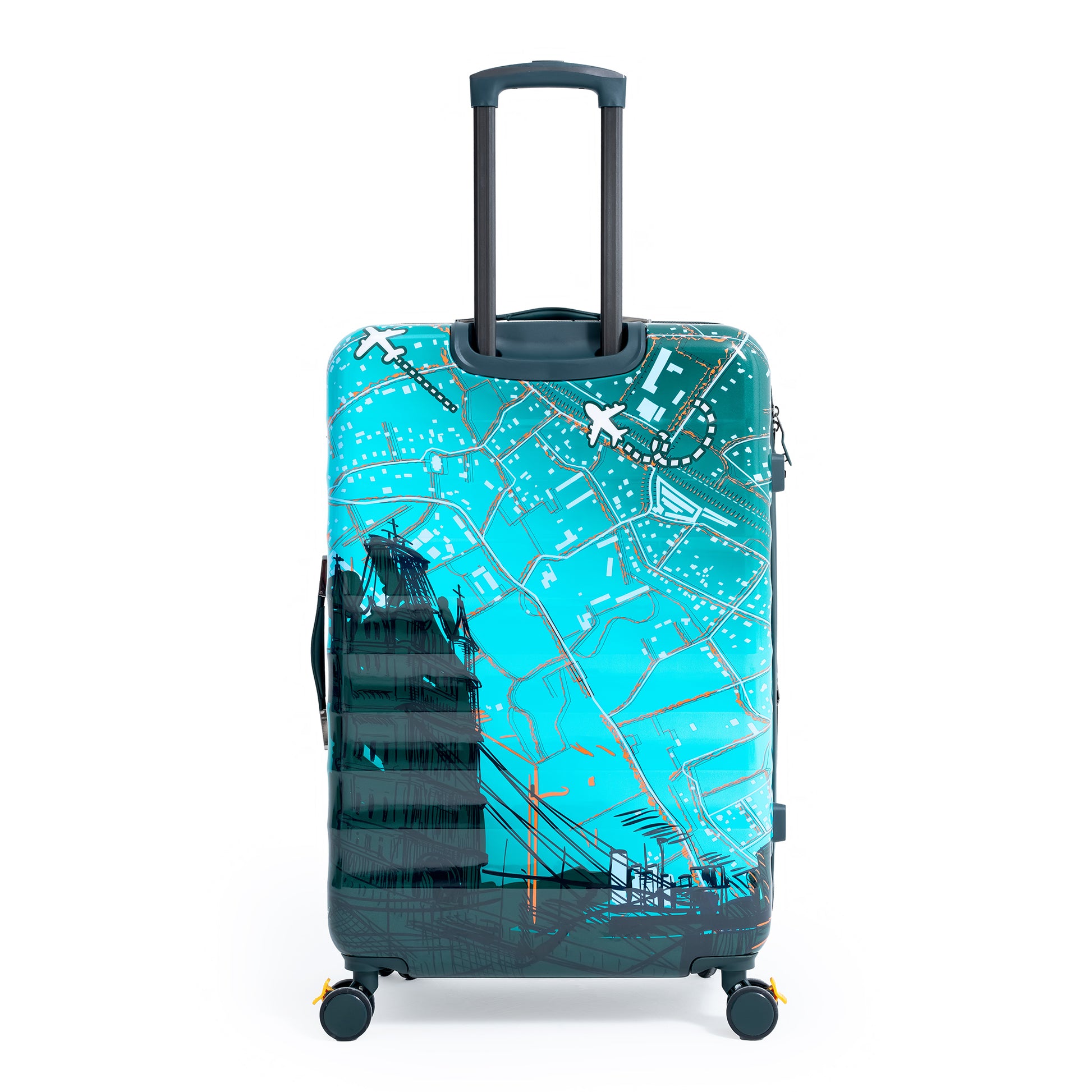 ENVY 3-Piece PC Print Trolley Luggage Set in Olive Green