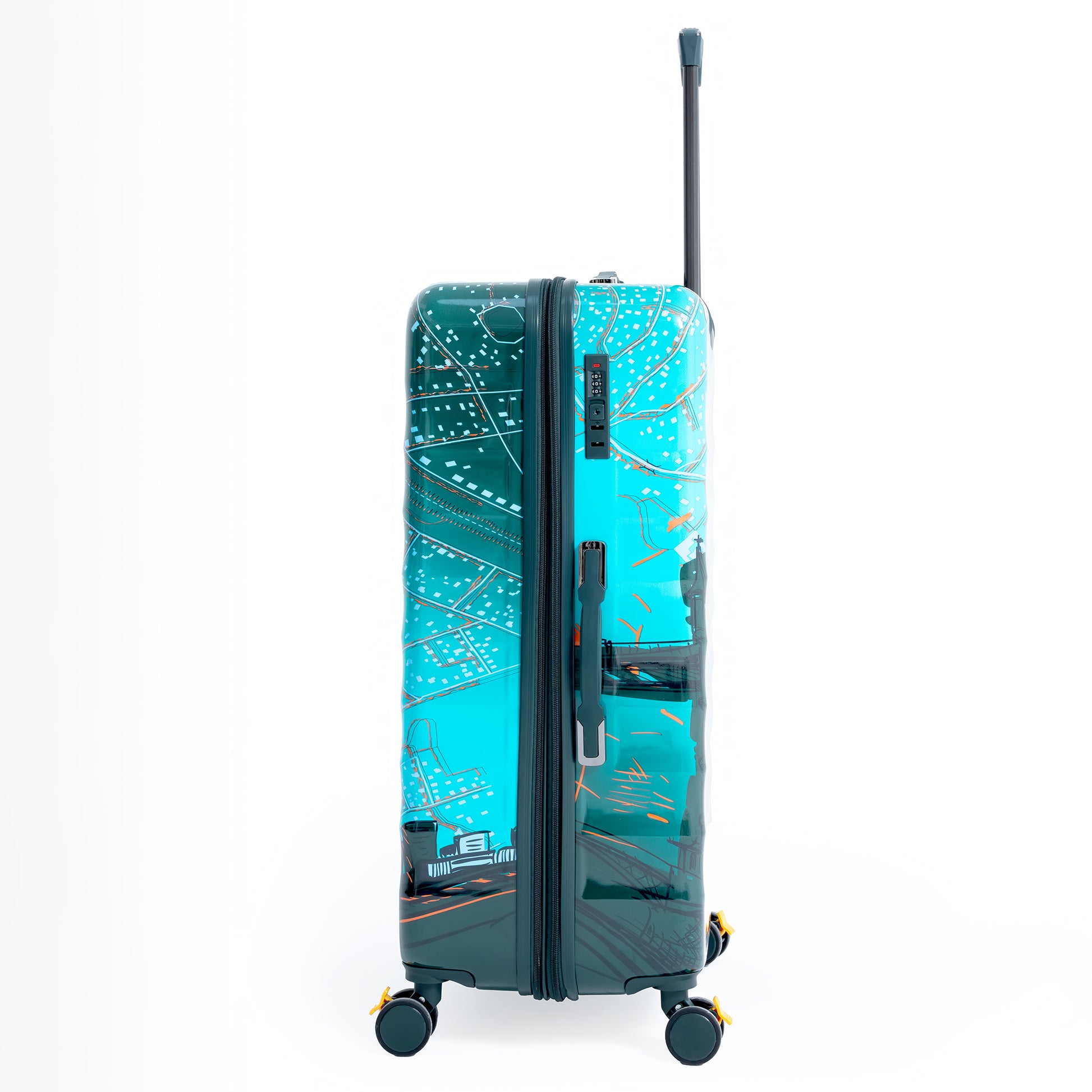 ENVY 3-Piece PC Print Trolley Luggage Set in Olive Green