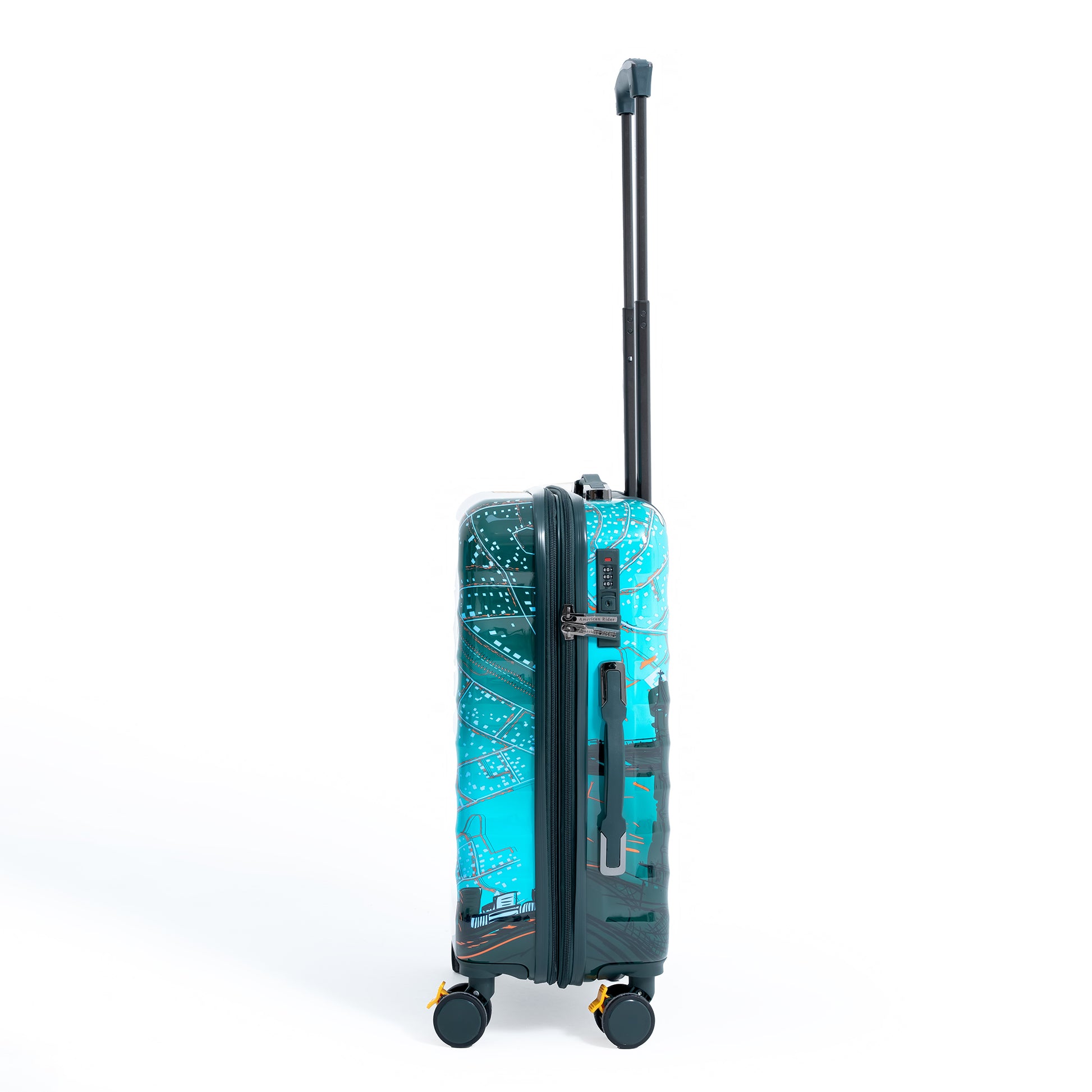 ENVY 3-Piece PC Print Trolley Luggage Set in Olive Green