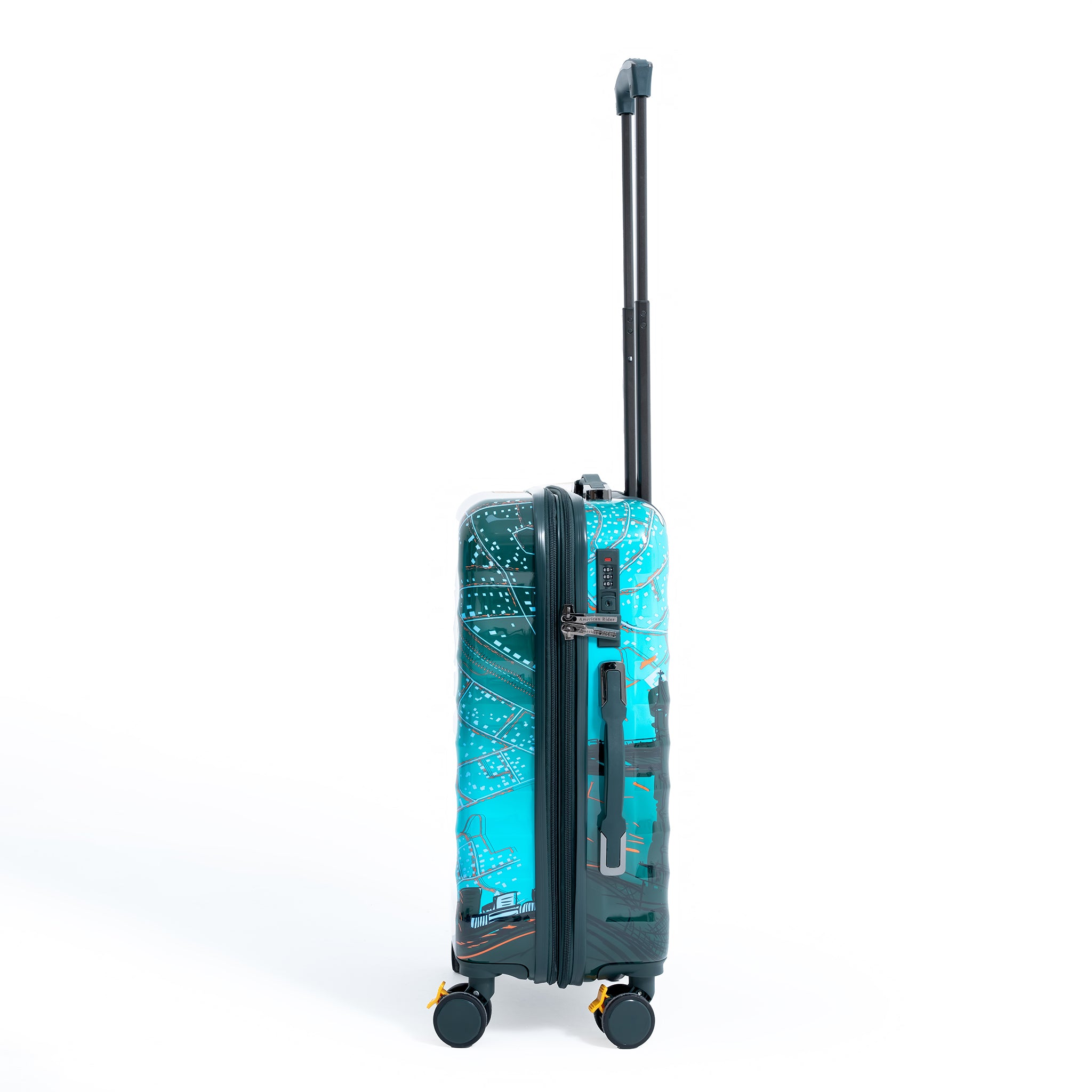 ENVY 3-Piece PC Print Trolley Luggage Set in Olive Green