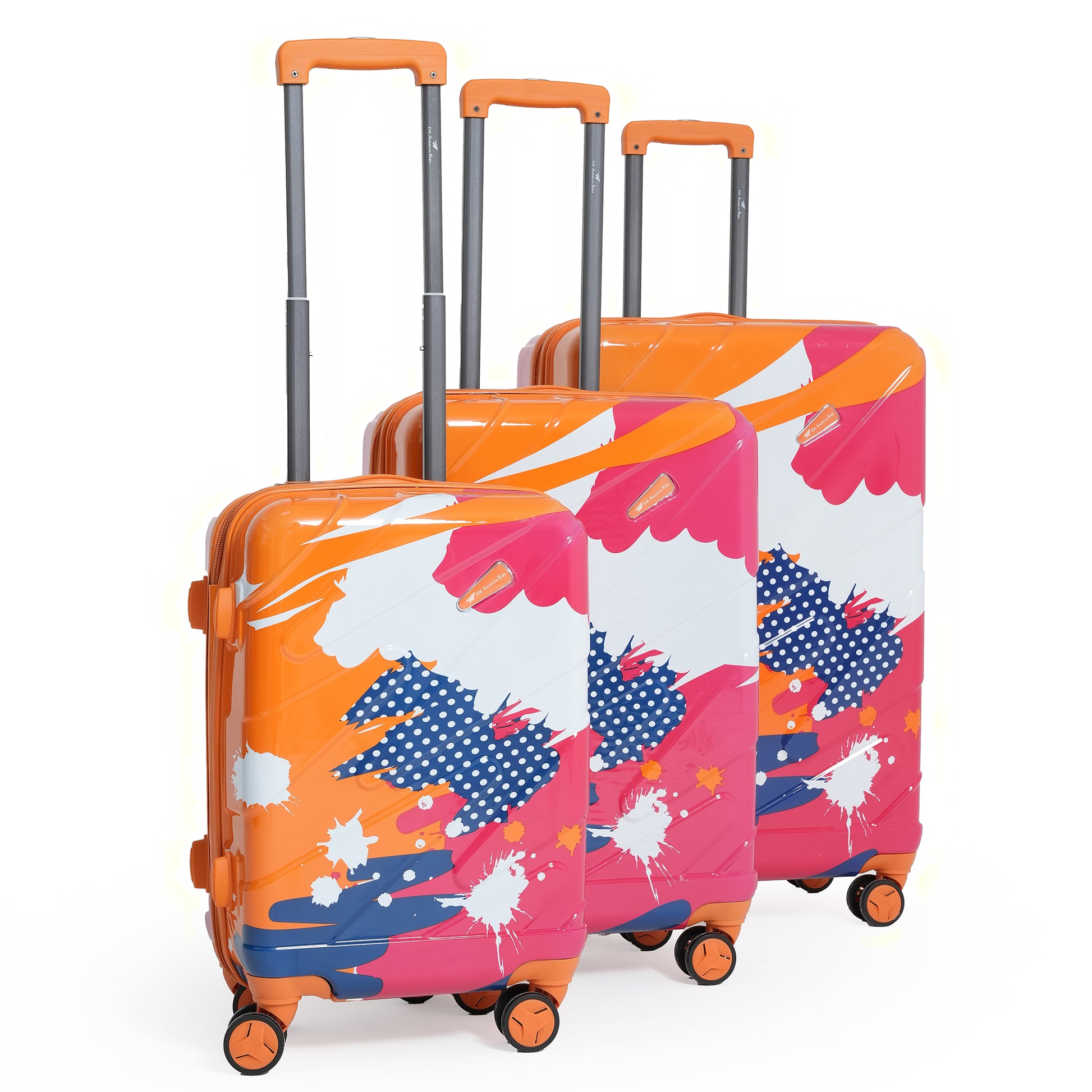 ENVY Orange 3-Piece Trolley Bag Set – Lightweight ABS+PC Hardshell Luggage