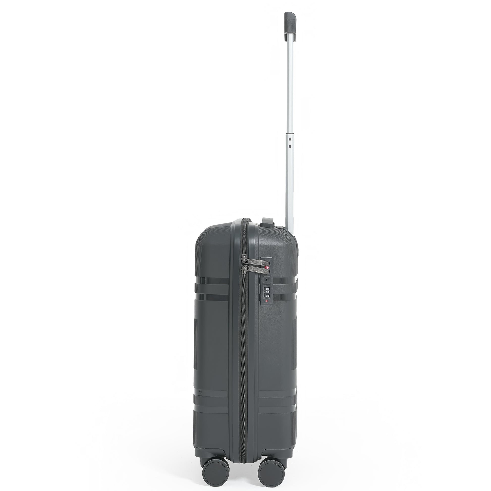 Black suitcase with a handle on a white background