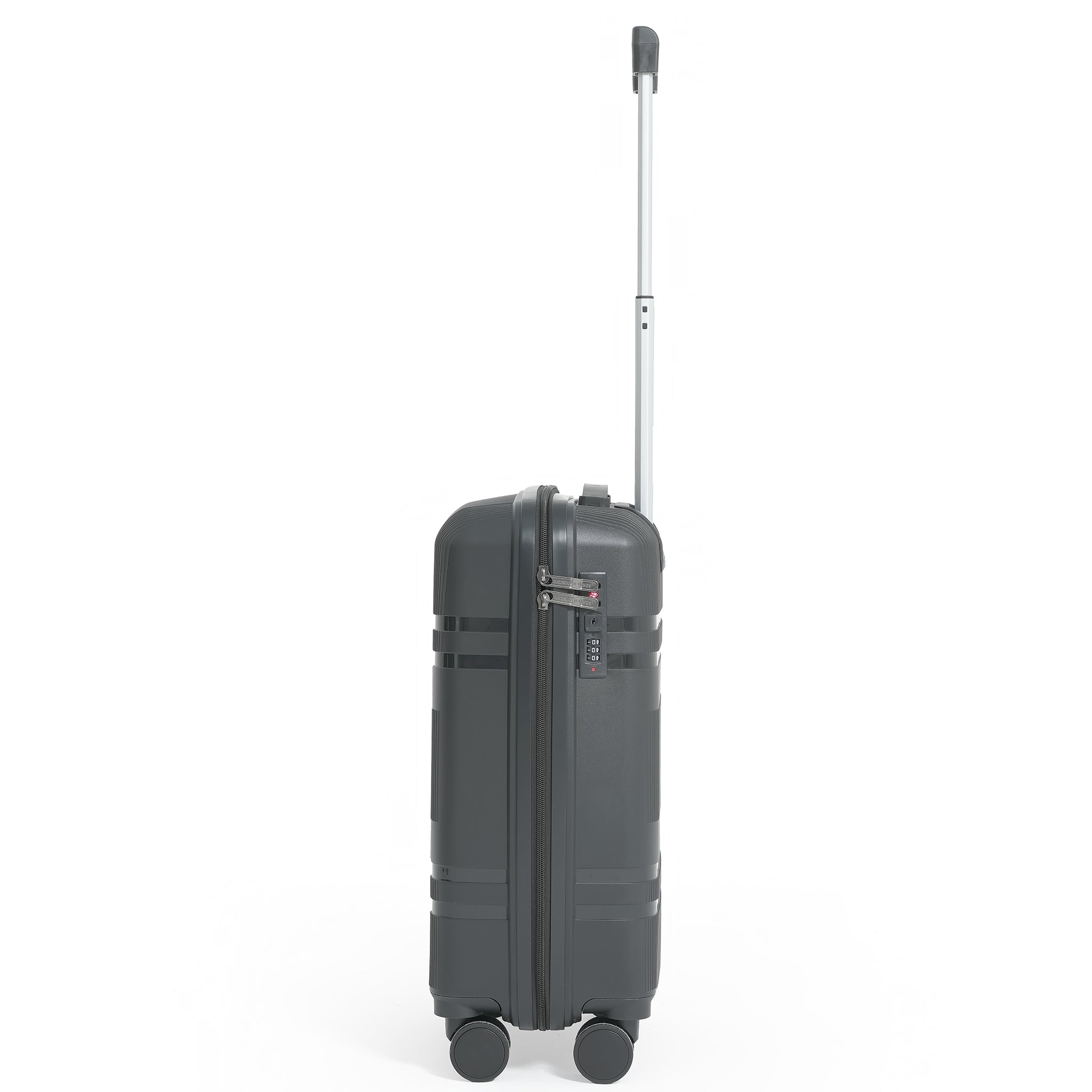 Black suitcase with a handle on a white background