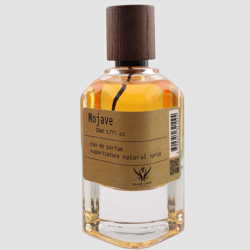MOJAVE BY GLAND LURES PARIS, ELEGANT BOTTLE WITH ORGANIC WOODEN PACKING .