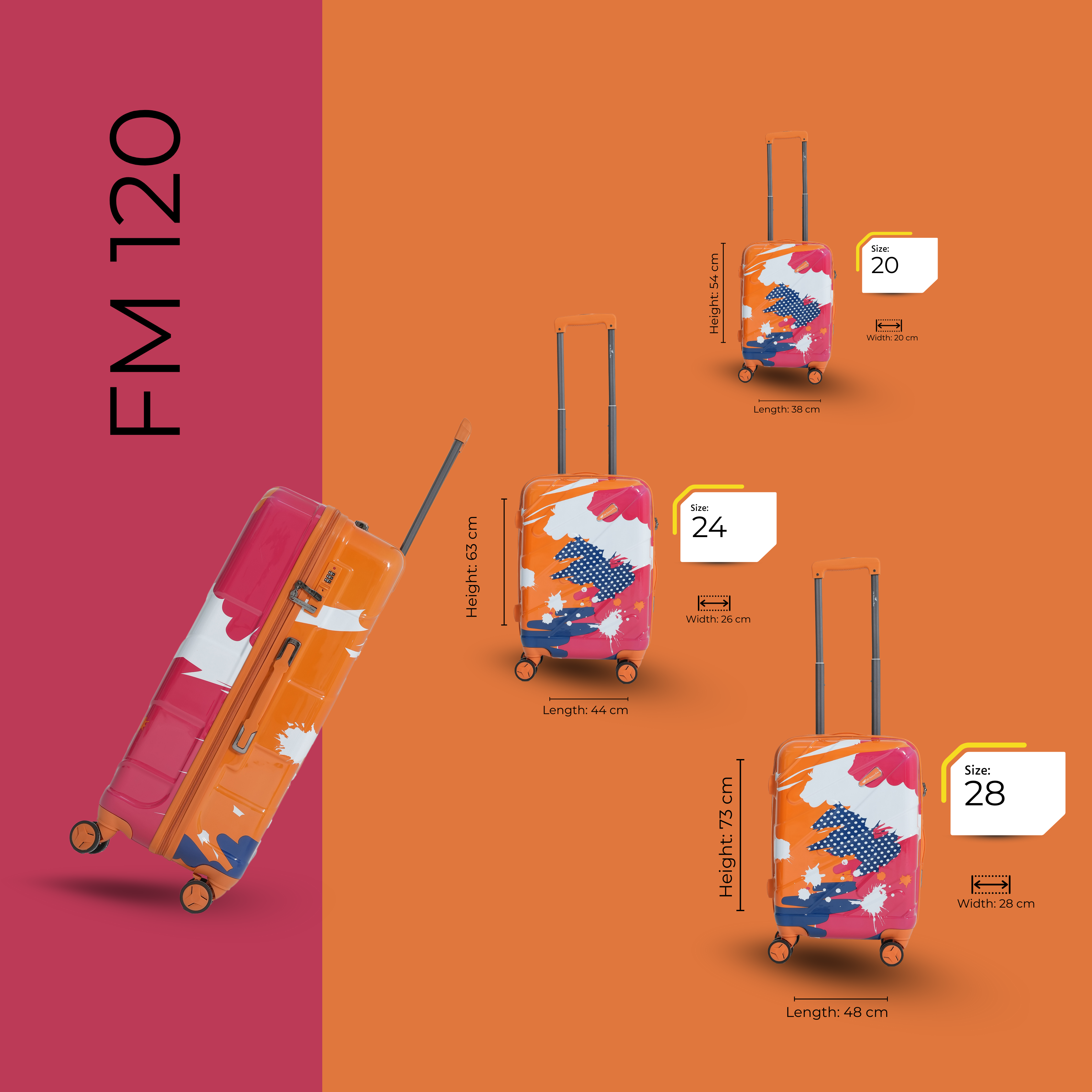 مجموعة حقائب عربة أمريكان رايدر إنفي البرتقالية المكونة من 3 قطع