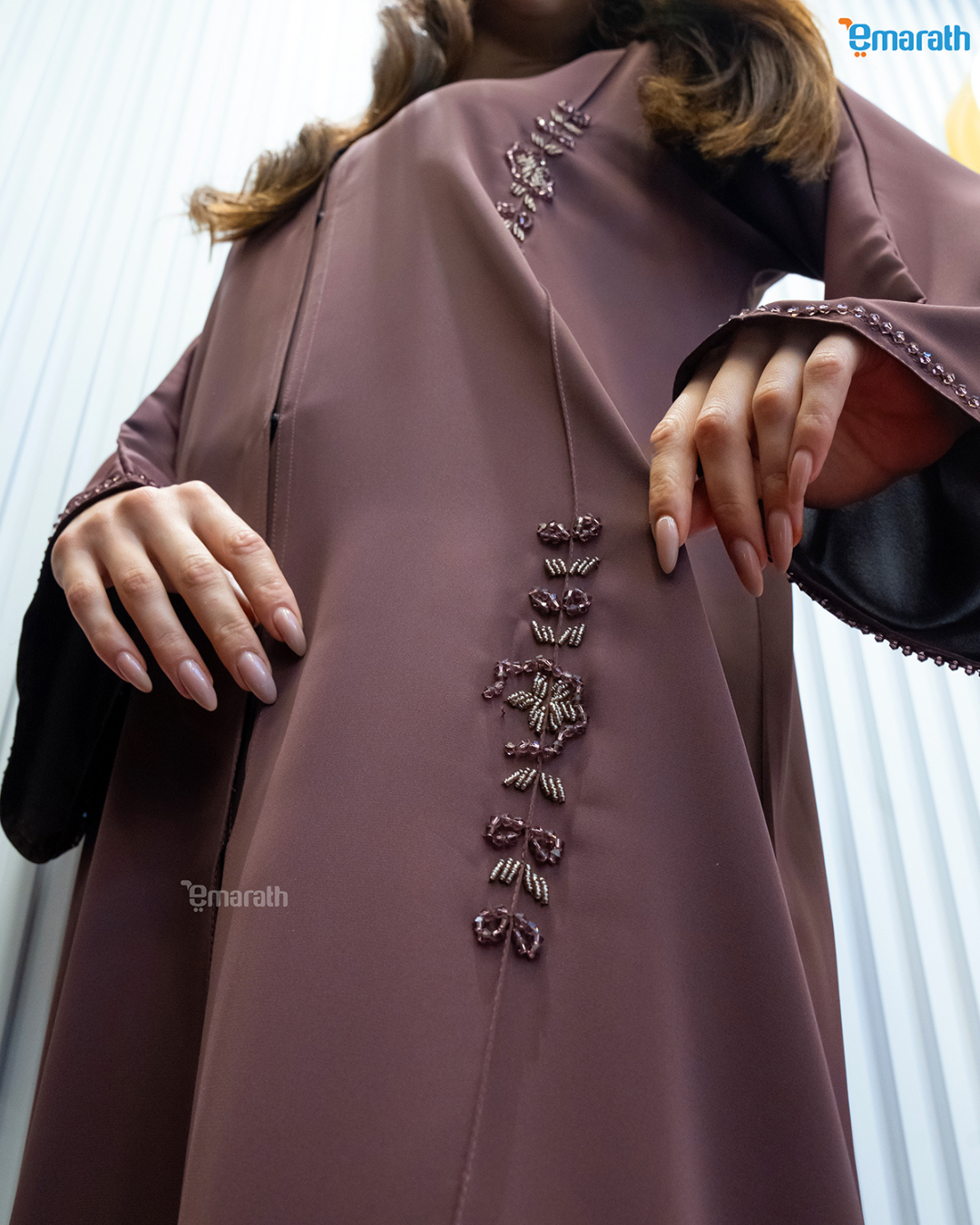 Modest Brown Abaya for Women with Handwork in Trendy Korean Color