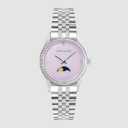 Explore the best watches with the MARKO BALENO LUNAA MB214-B, a stylish women’s wrist watch featuring a polished silver case, pink dial, and silver strap.