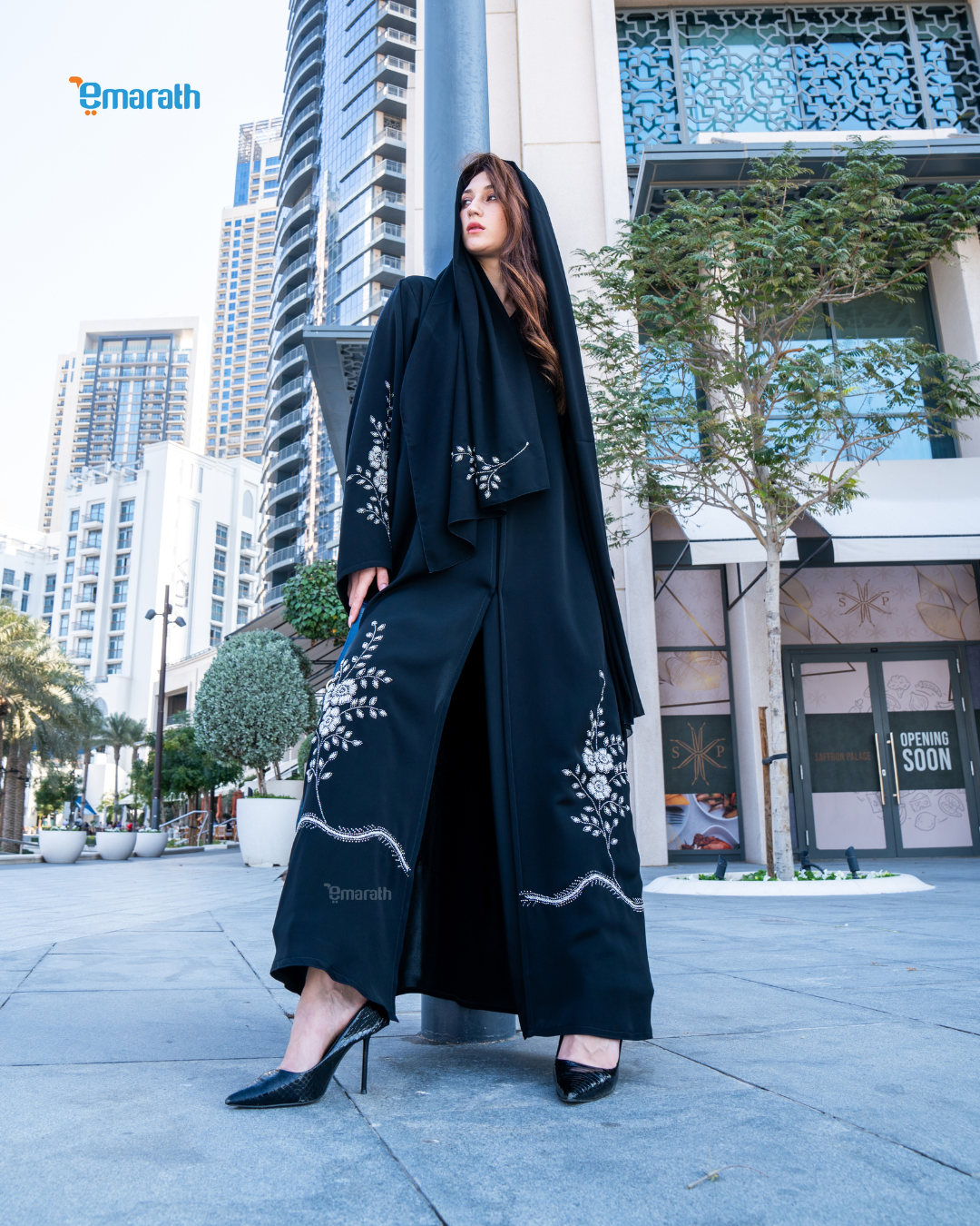 Elegant Floral Embroidered Abaya - Modest Stylish Design