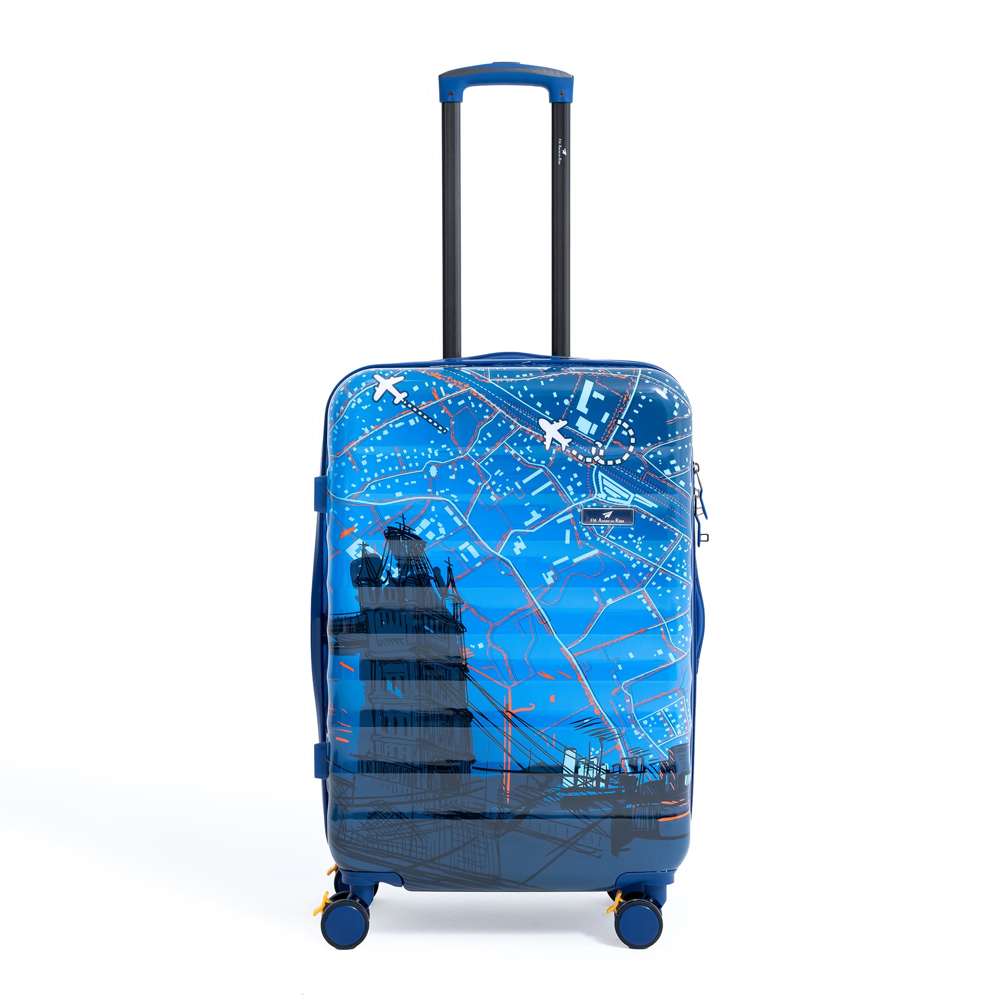 ENVY 3-Piece PC Print Trolley Luggage Set in Navy Blue