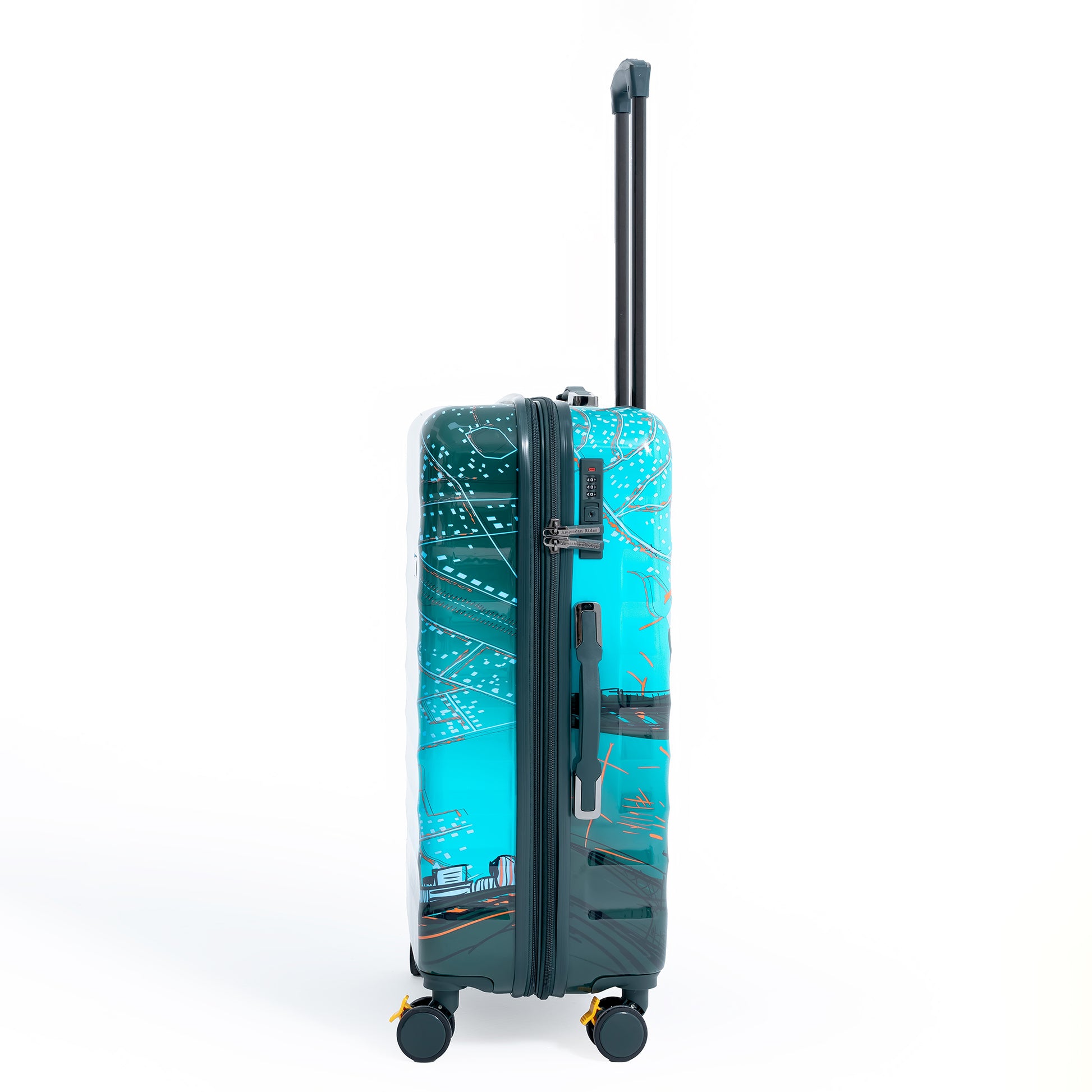 ENVY 3-Piece PC Print Trolley Luggage Set in Olive Green