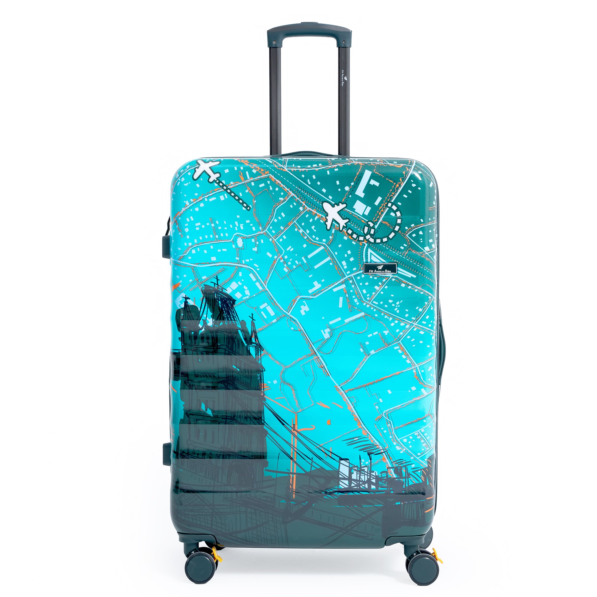 ENVY 3-Piece PC Print Trolley Luggage Set in Olive Green