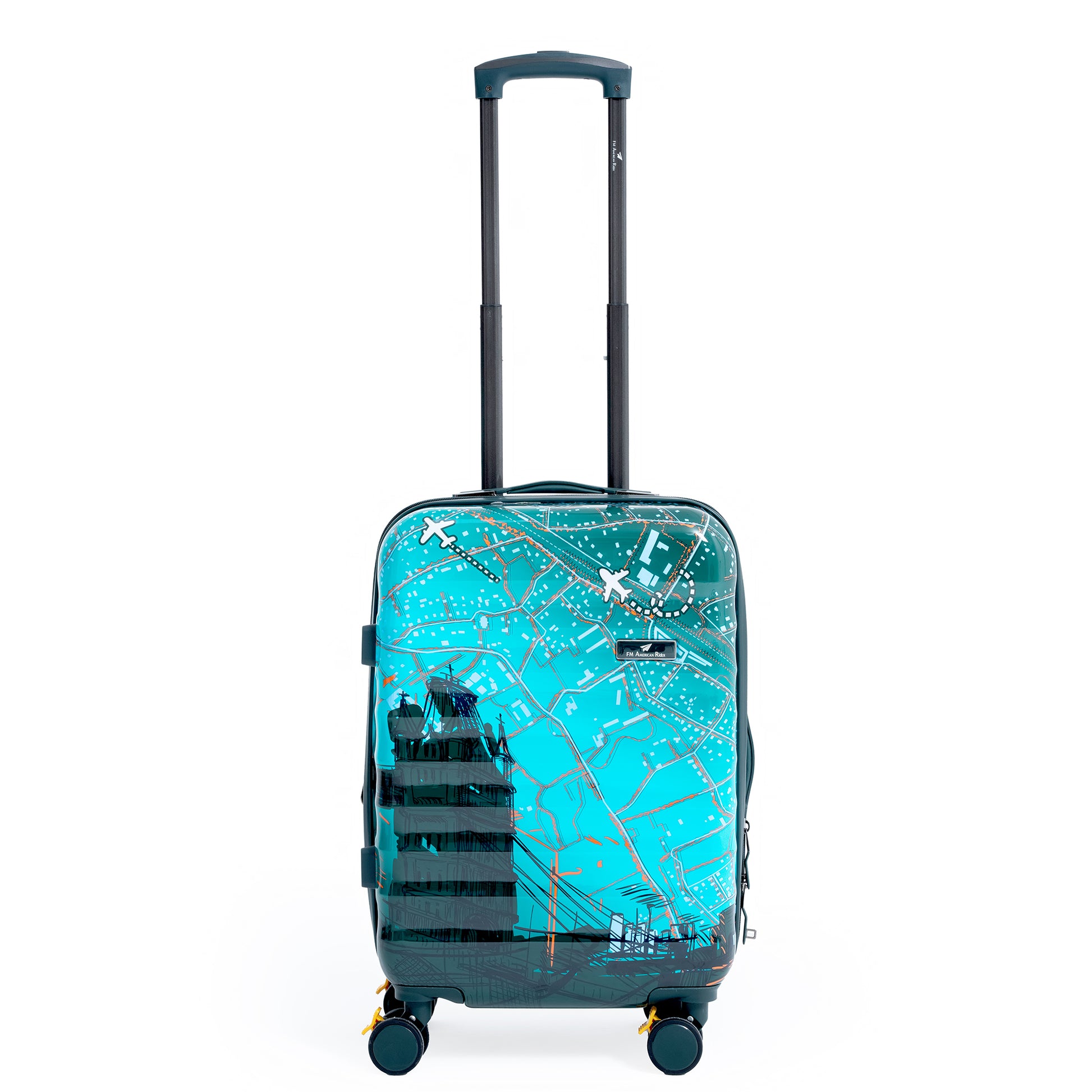 ENVY 3-Piece PC Print Trolley Luggage Set in Olive Green