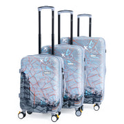 ENVY 3-Piece PC Print Trolley Luggage Set in Grey– Lightweight Cabin & Check-in Travel Bags (Small 20”, Medium 24”, Large 28”)