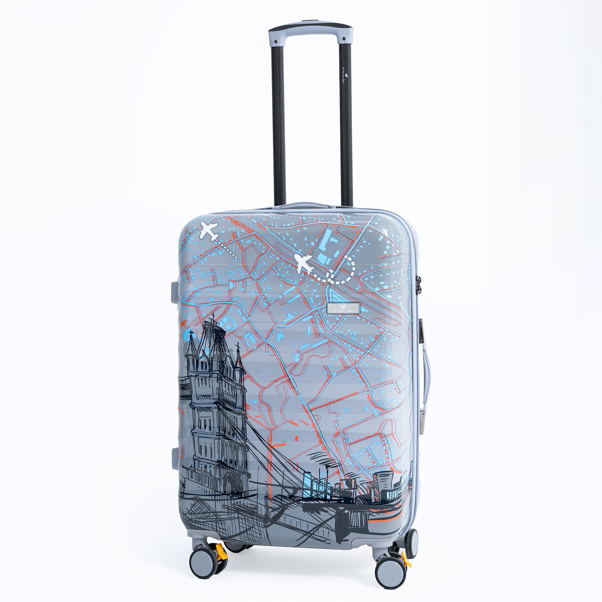 ENVY 3-Piece PC Print Trolley Luggage Set in Grey– Lightweight Cabin & Check-in Travel Bags (Small 20”, Medium 24”, Large 28”)