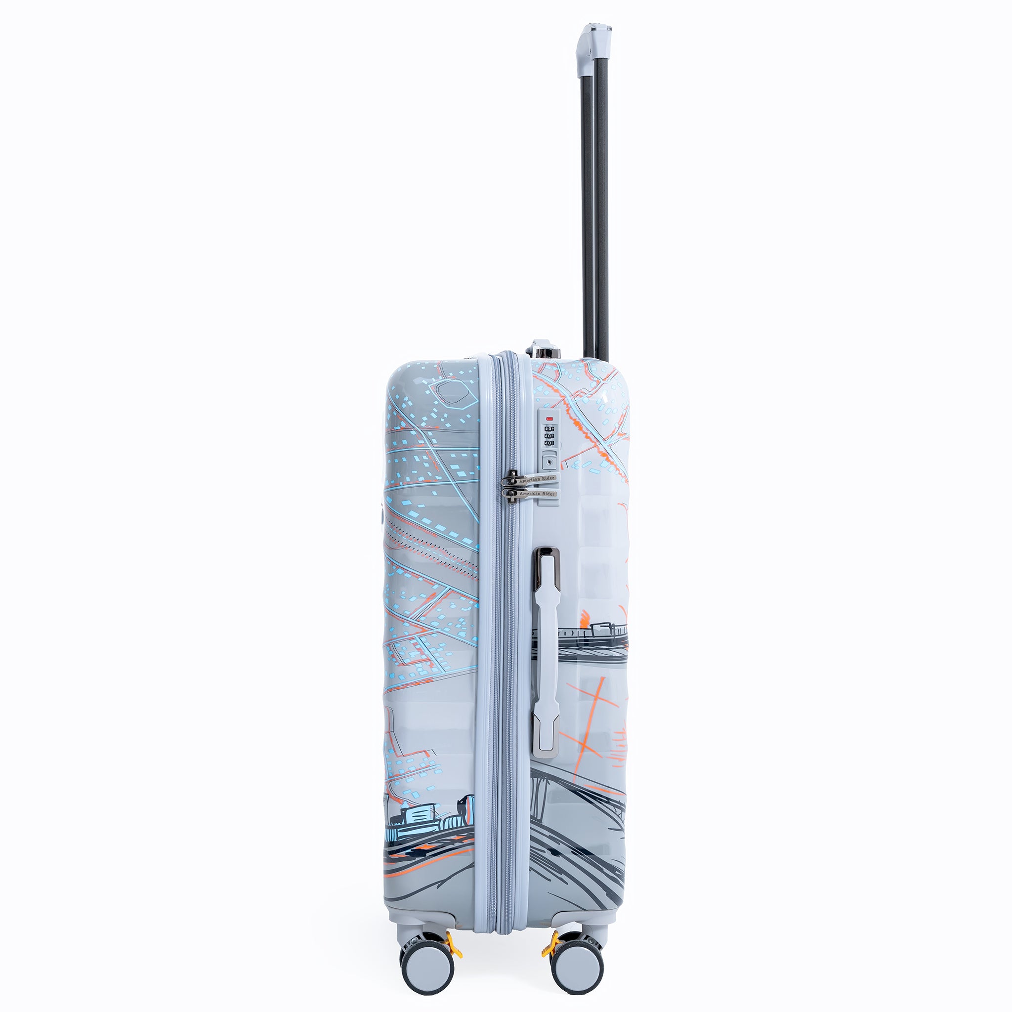 ENVY 3-Piece PC Print Trolley Luggage Set in Grey– Lightweight Cabin & Check-in Travel Bags (Small 20”, Medium 24”, Large 28”)