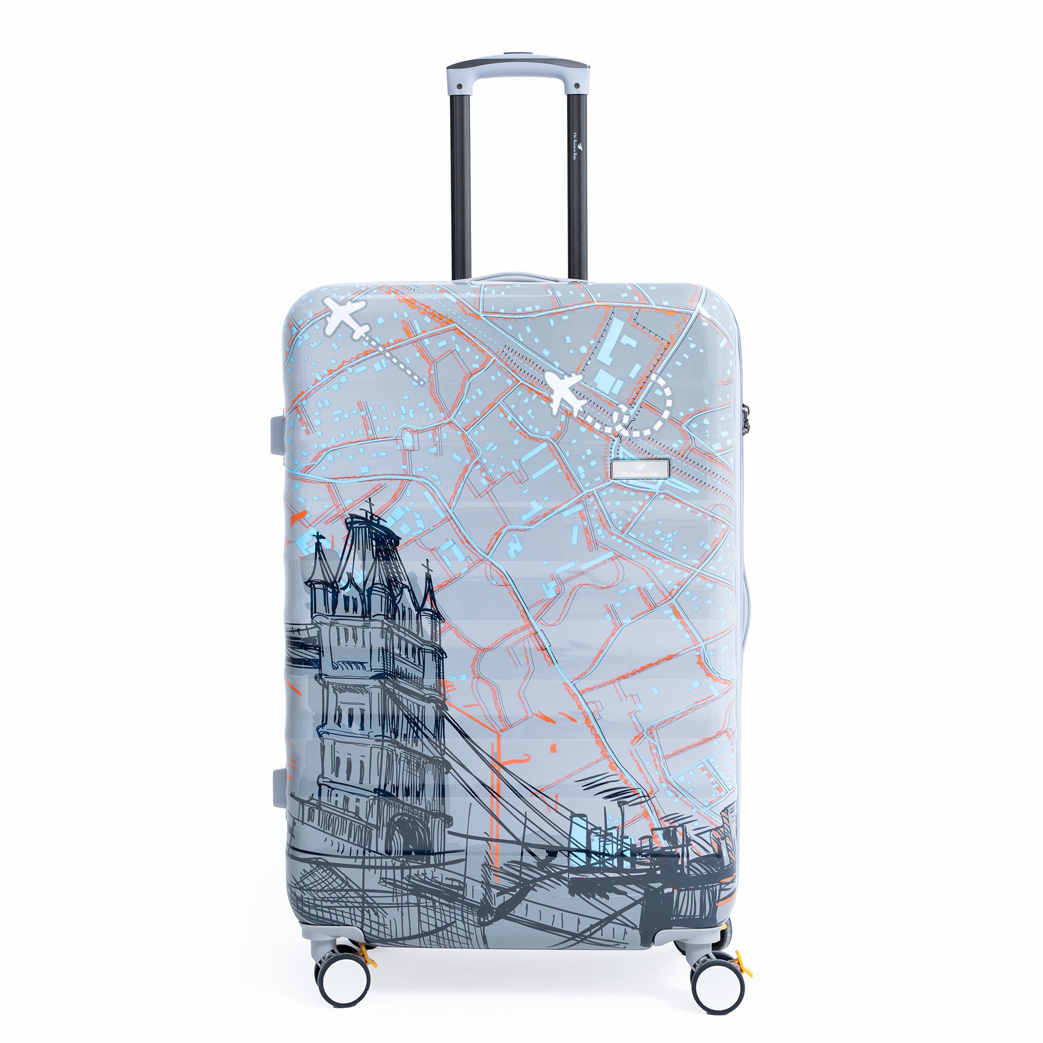ENVY 3-Piece PC Print Trolley Luggage Set in Grey– Lightweight Cabin & Check-in Travel Bags (Small 20”, Medium 24”, Large 28”)