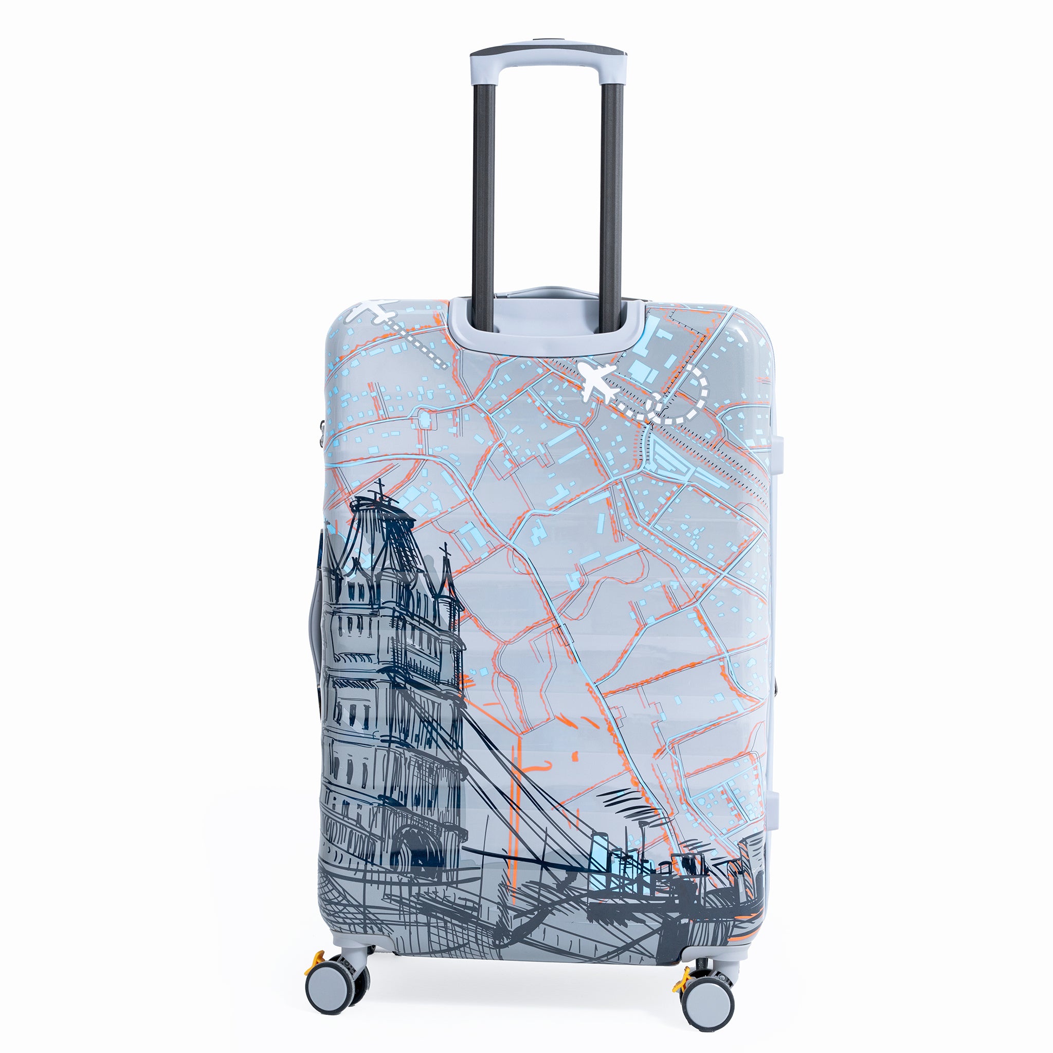 ENVY 3-Piece PC Print Trolley Luggage Set in Grey– Lightweight Cabin & Check-in Travel Bags (Small 20”, Medium 24”, Large 28”)