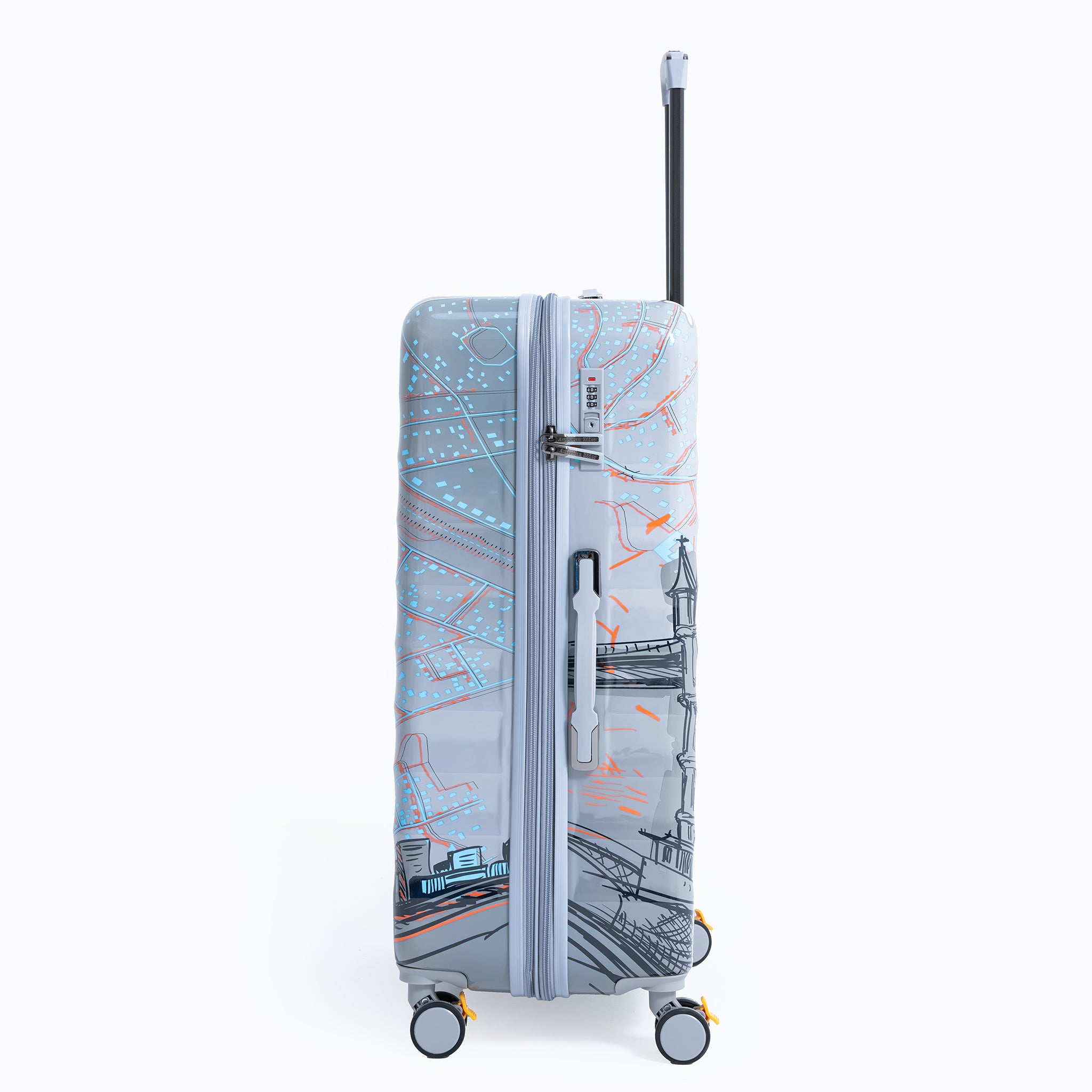 ENVY 3-Piece PC Print Trolley Luggage Set in Grey– Lightweight Cabin & Check-in Travel Bags (Small 20”, Medium 24”, Large 28”)