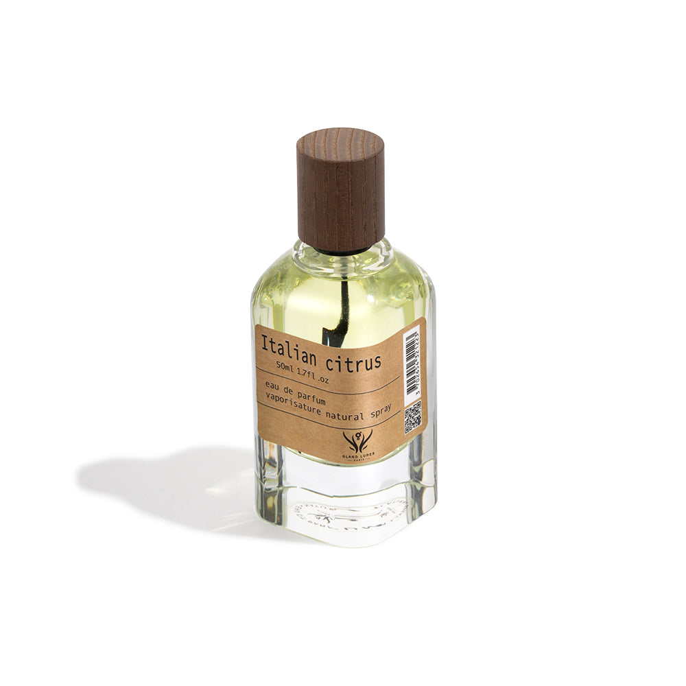 Perfume bottle labeled 'Italian Citrus' on a white background