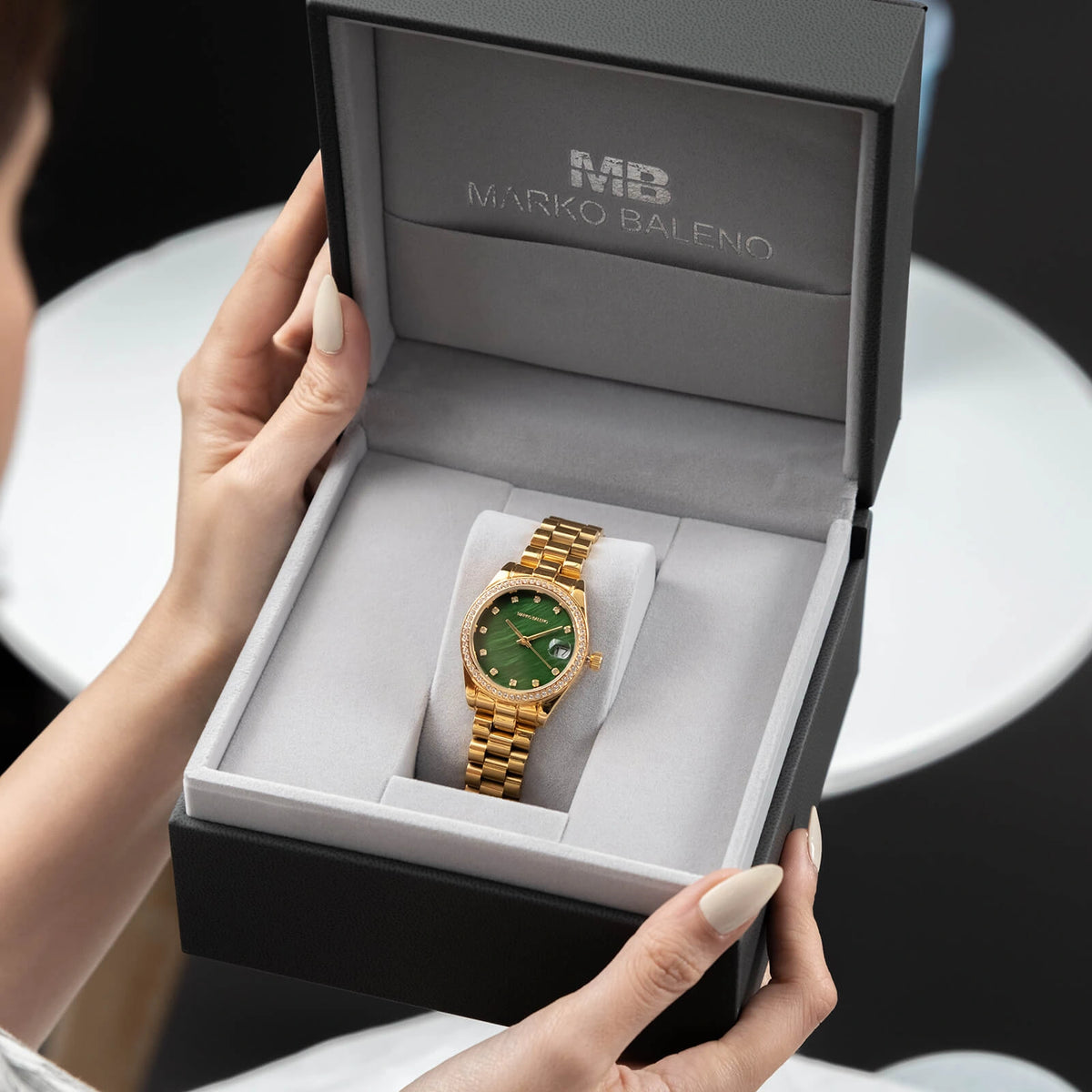 Mb202 MARKO BALENO AURORA MB202-B Women's Gold Watch | Stylish Green Dial ...