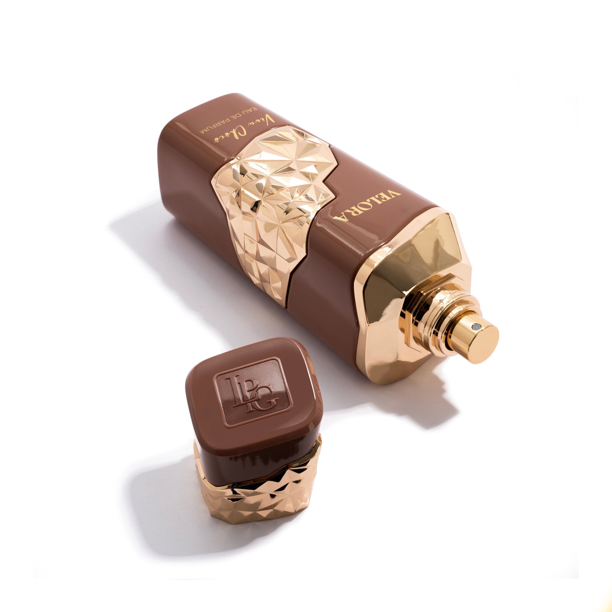 Velora Viva Choco Perfume Bottle  With Cap Off By La Parfum Galleria